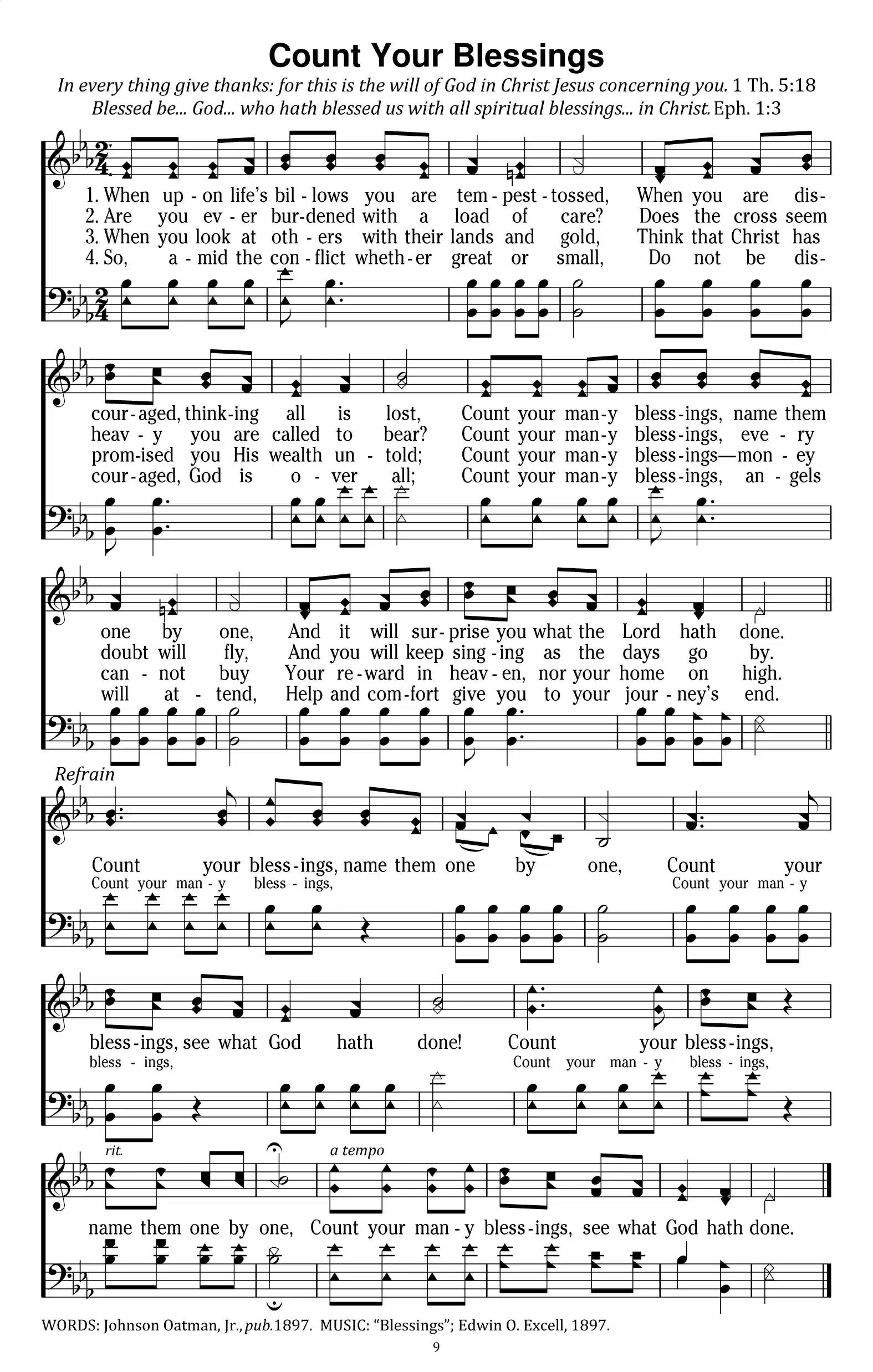 Hymn Sheet for Count Your Blessings