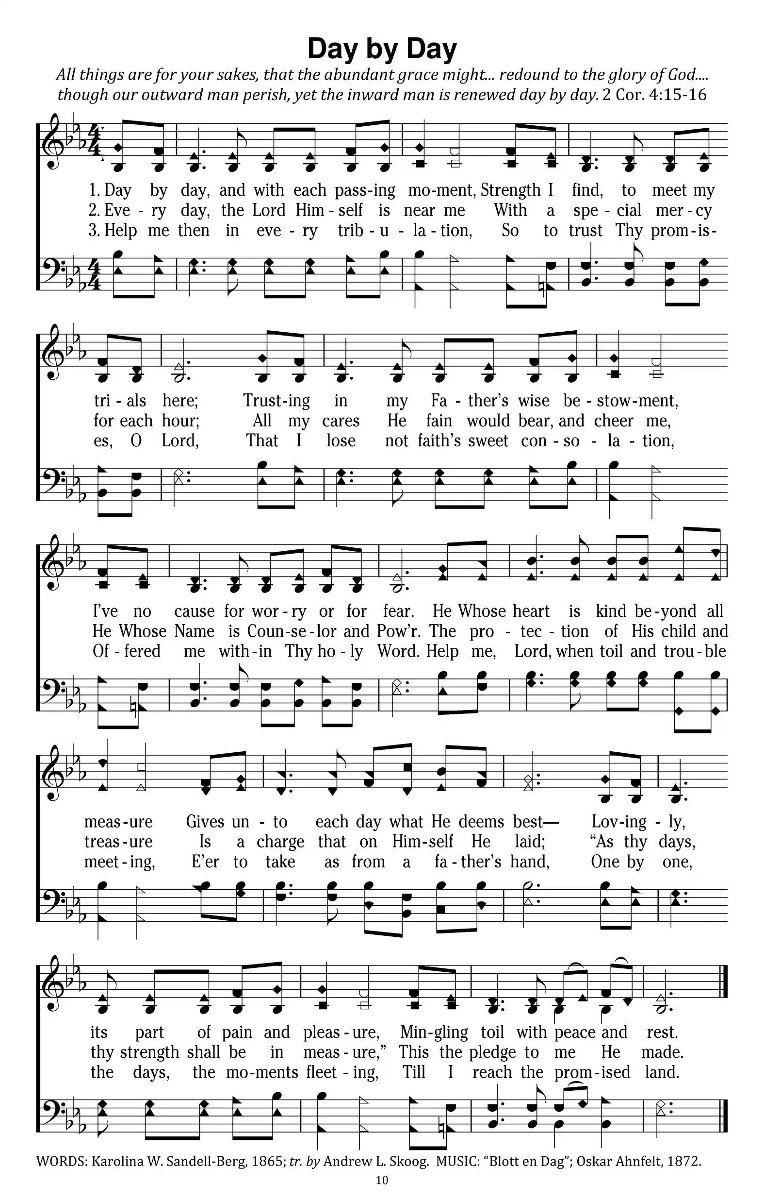 Hymn Sheet for Day by Day (and with each passing moment)