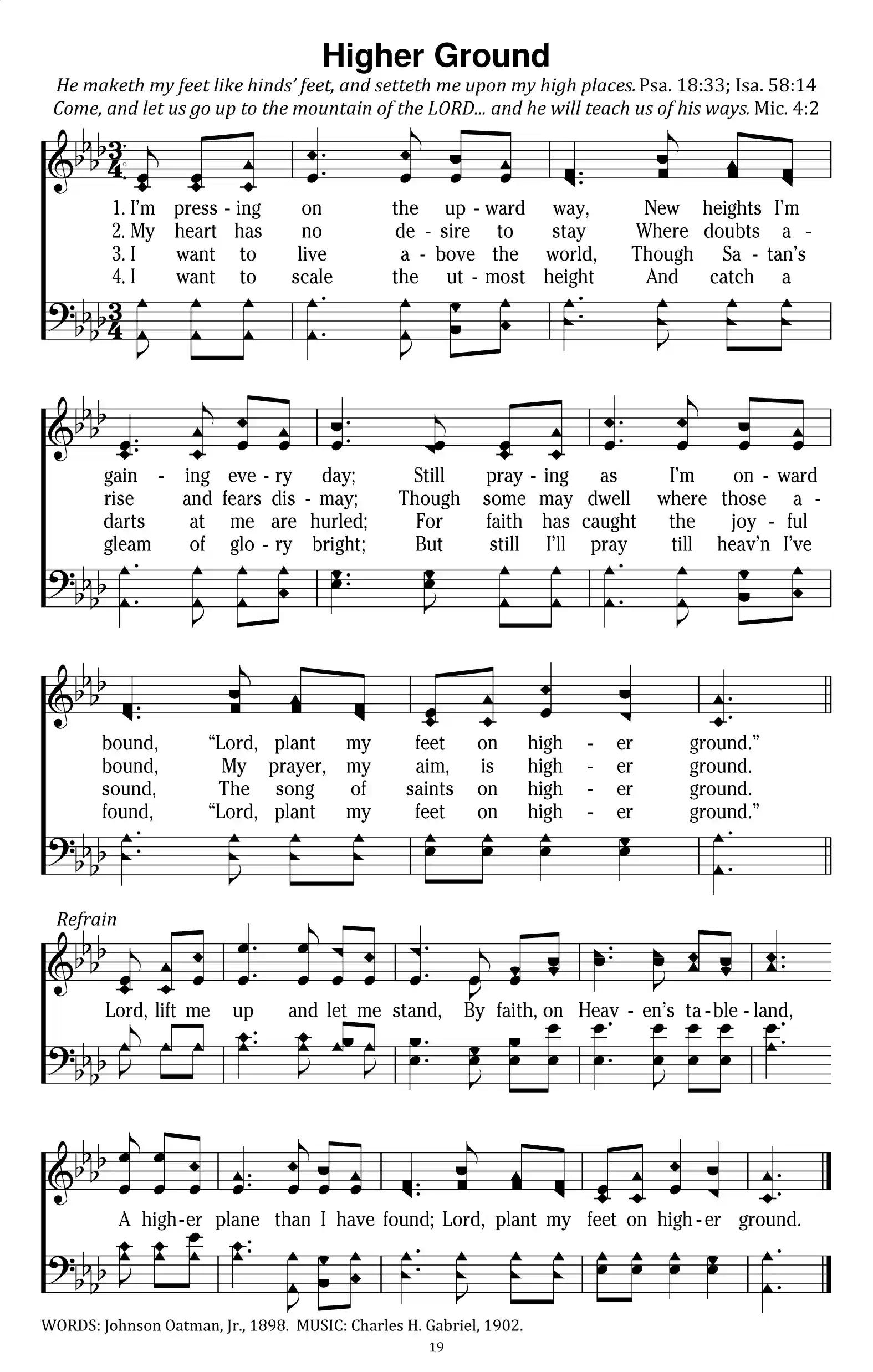 Hymn Sheet for Higher Ground