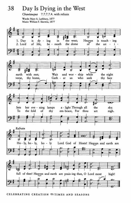 Hymn Sheet for Day Is Dying in the West