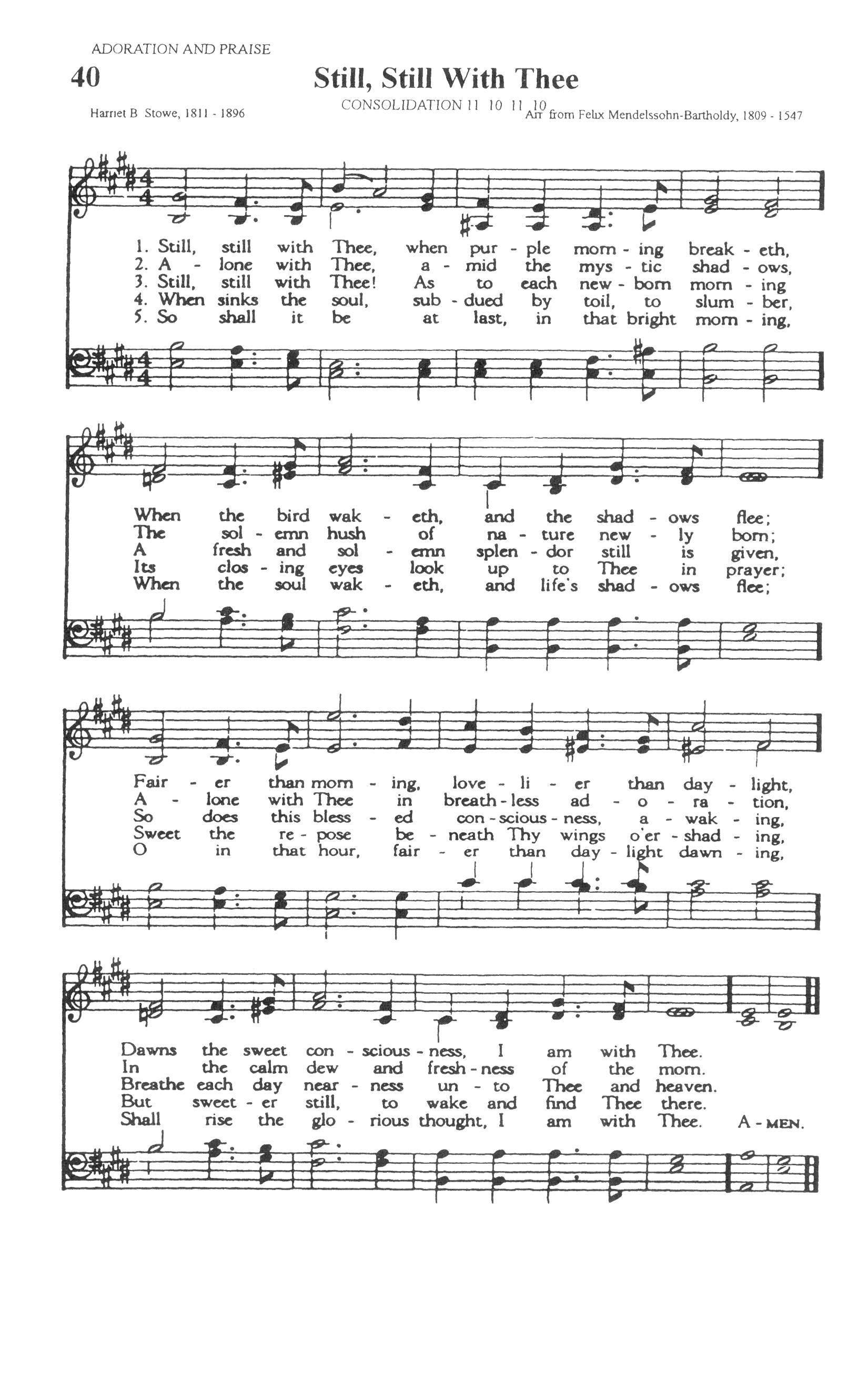 Hymn Sheet for Still, Still with Thee