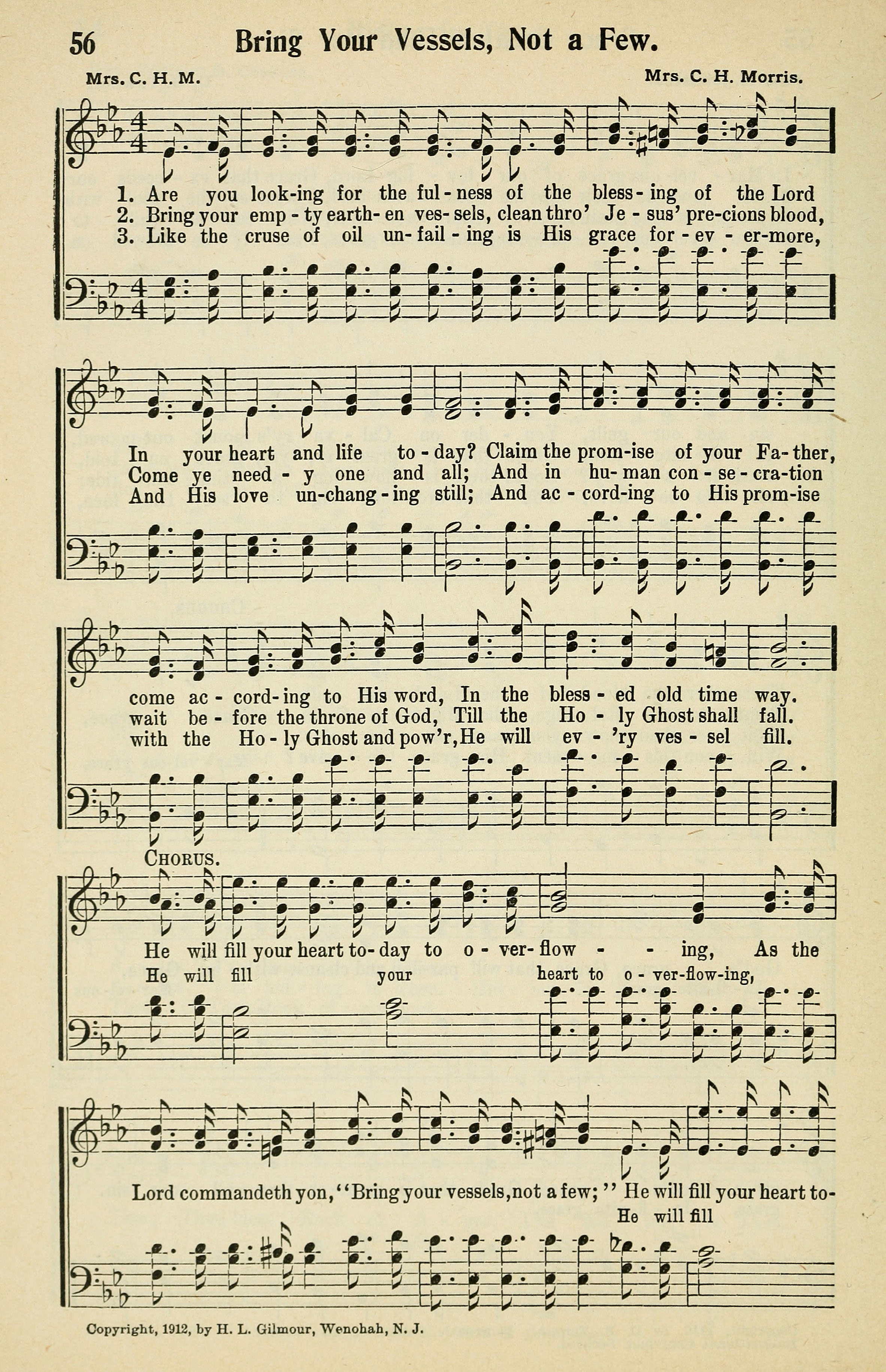 Hymn Sheet for Bring Your Vessels Not a Few