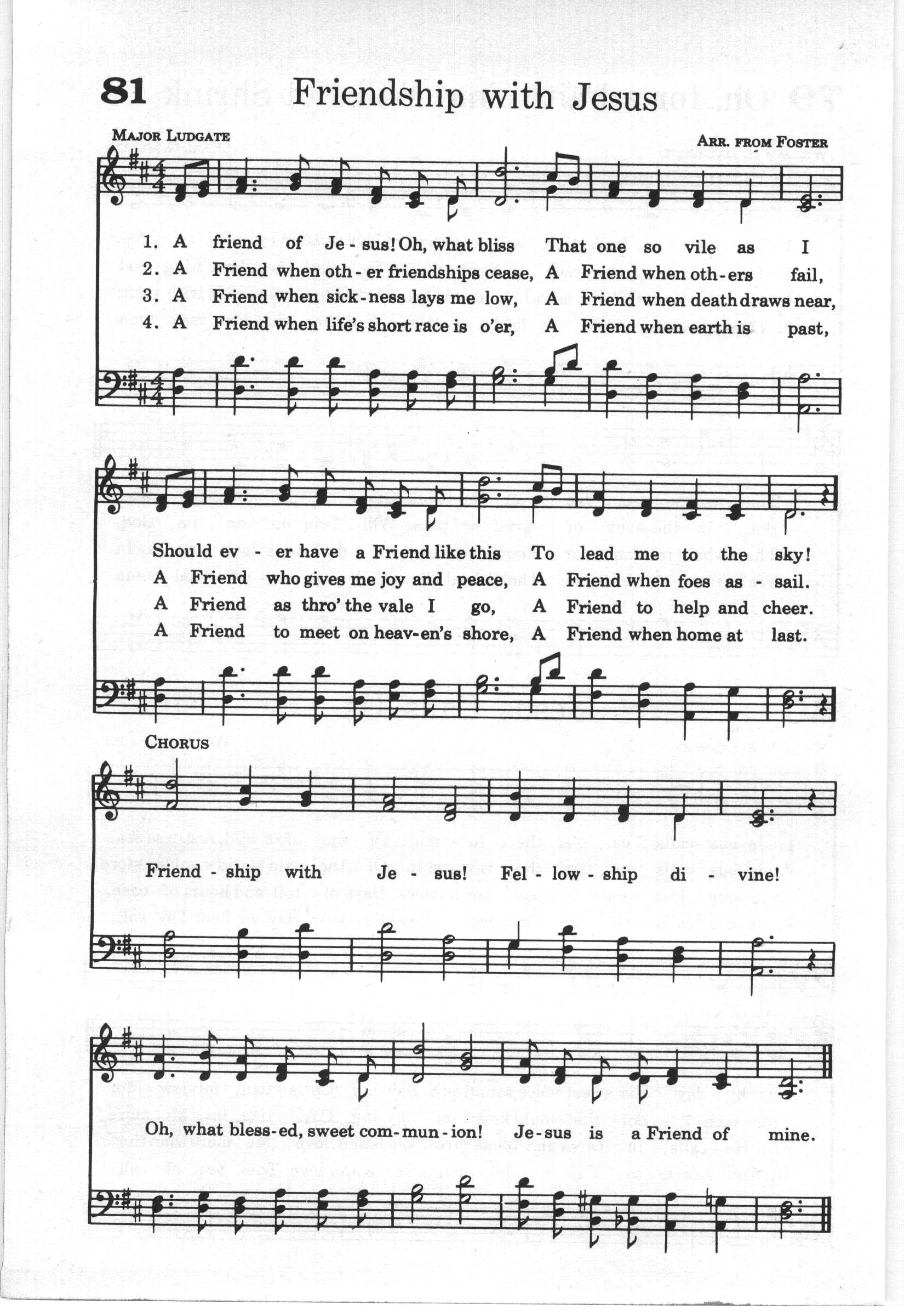 Hymn Sheet for A friend of Jesus! O what bliss