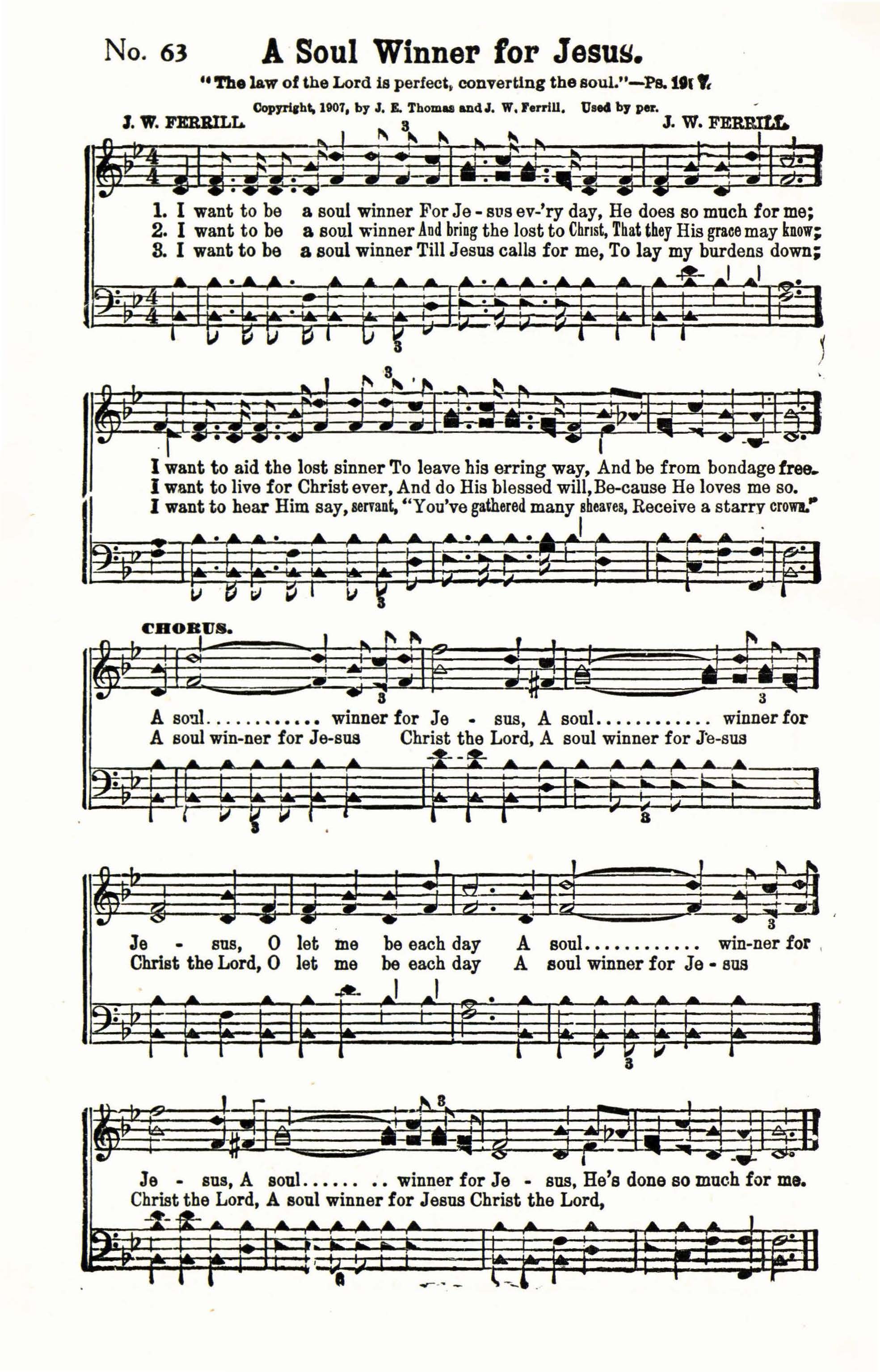 Hymn Sheet for A Soul-Winner for Jesus