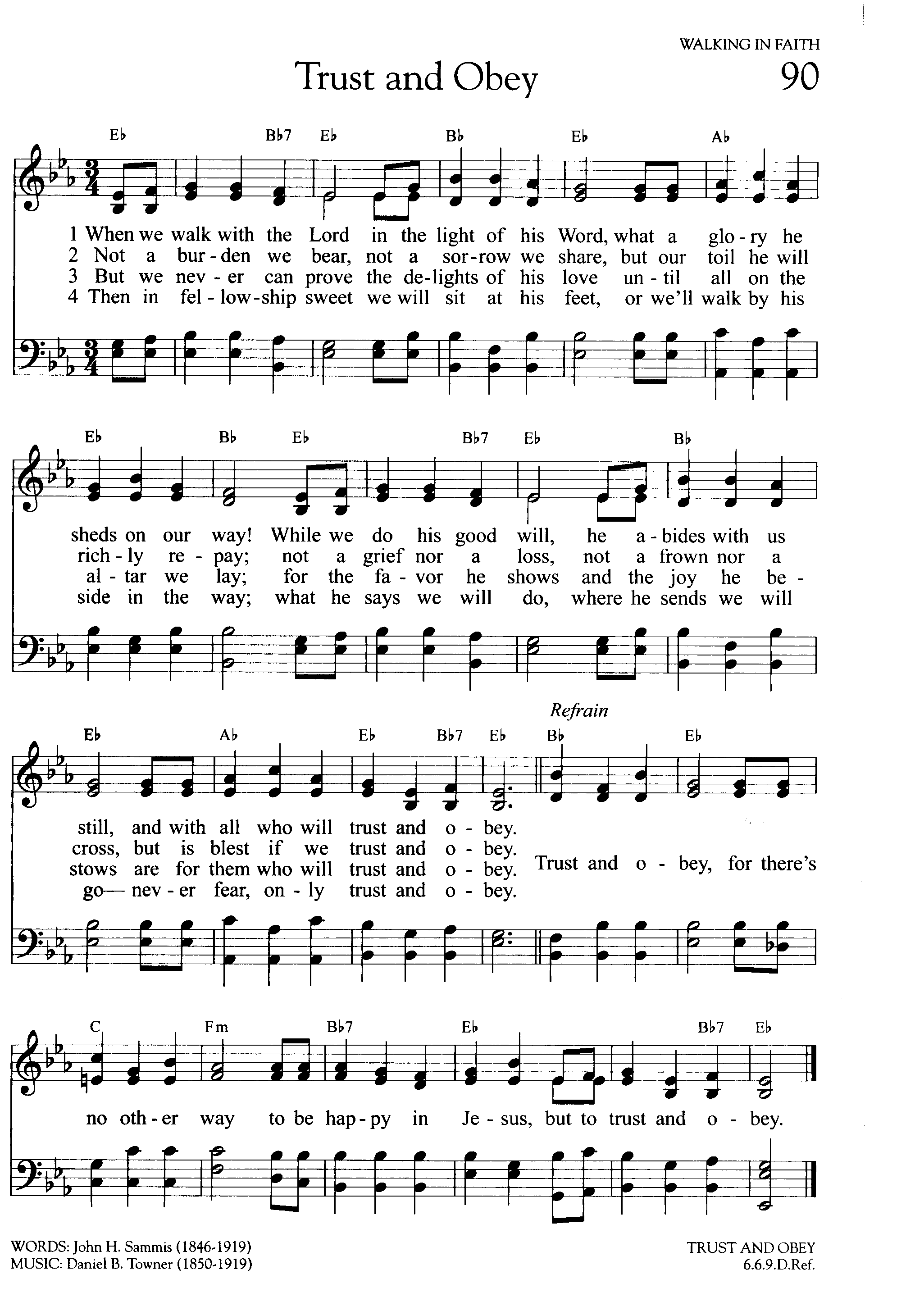 Hymn Sheet for Trust and Obey