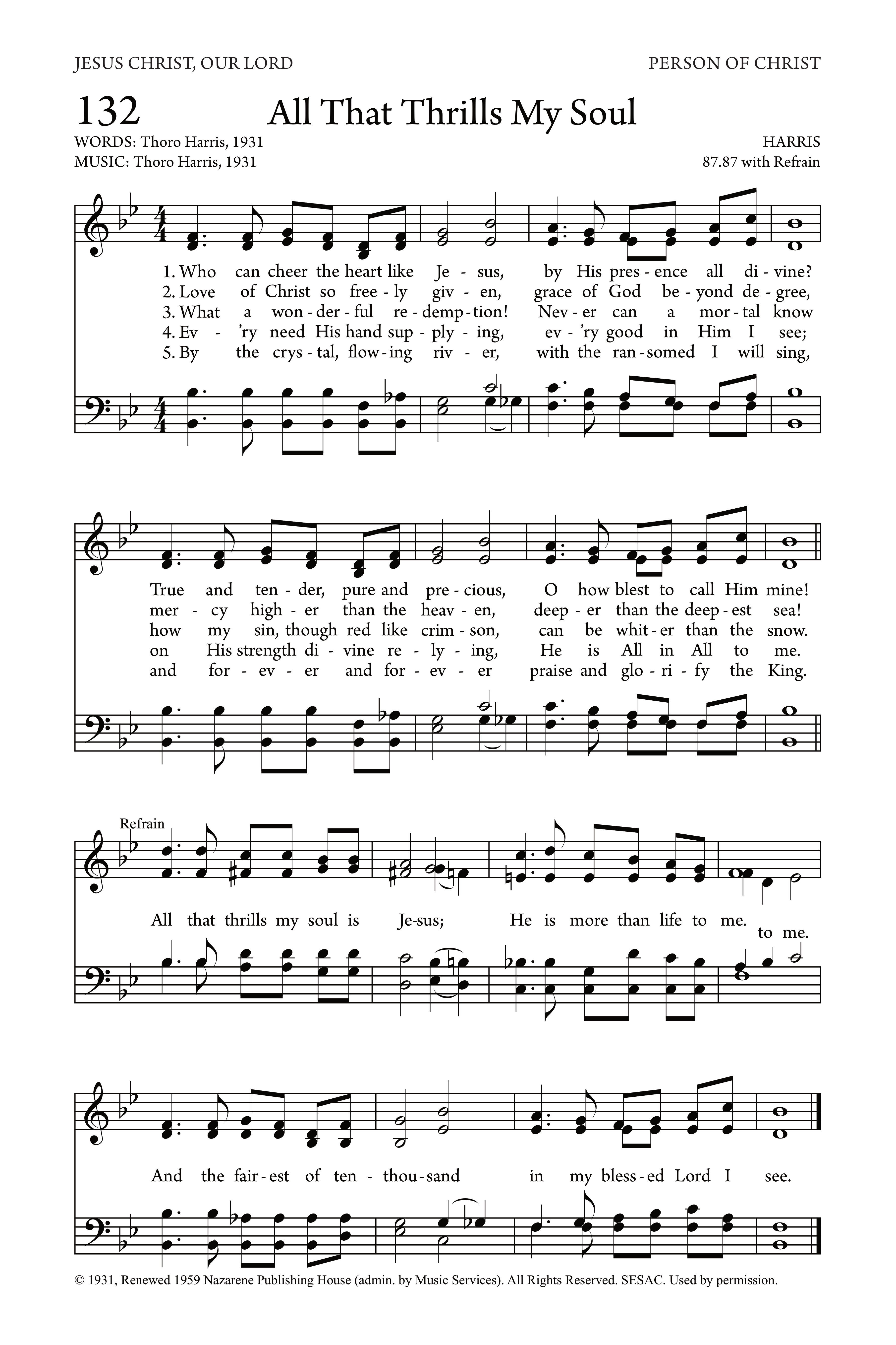 Hymn Sheet for All That Thrills My Soul