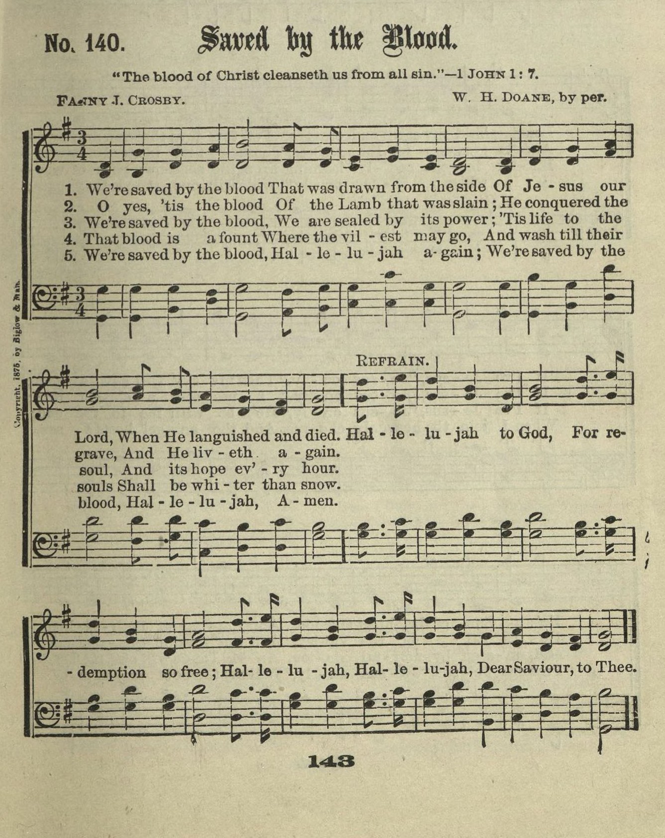 Hymn Sheet for Saved by the Blood (That Was Drawn)