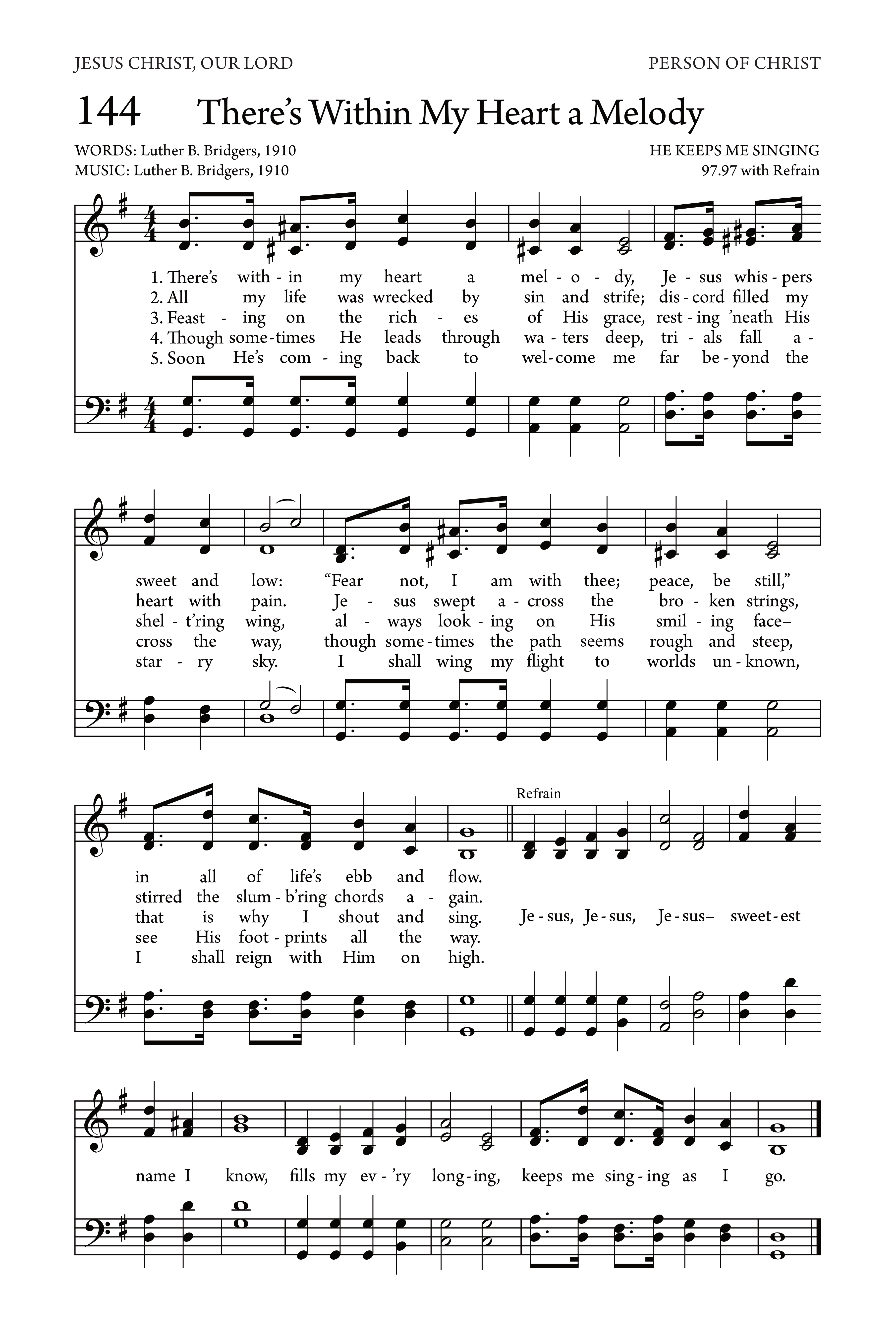 Hymn Sheet for He Keeps Me Singing