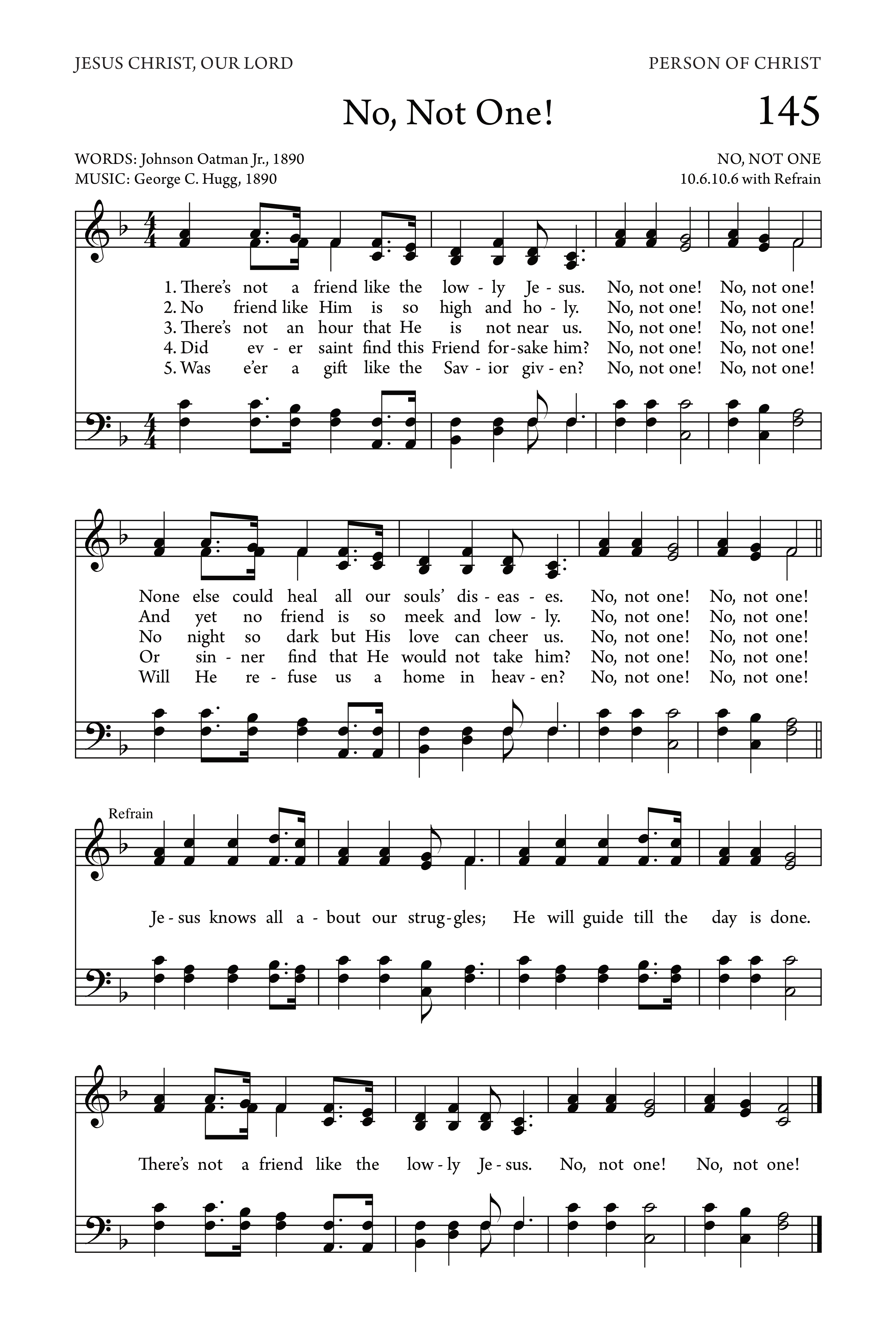 Hymn Sheet for No, Not One