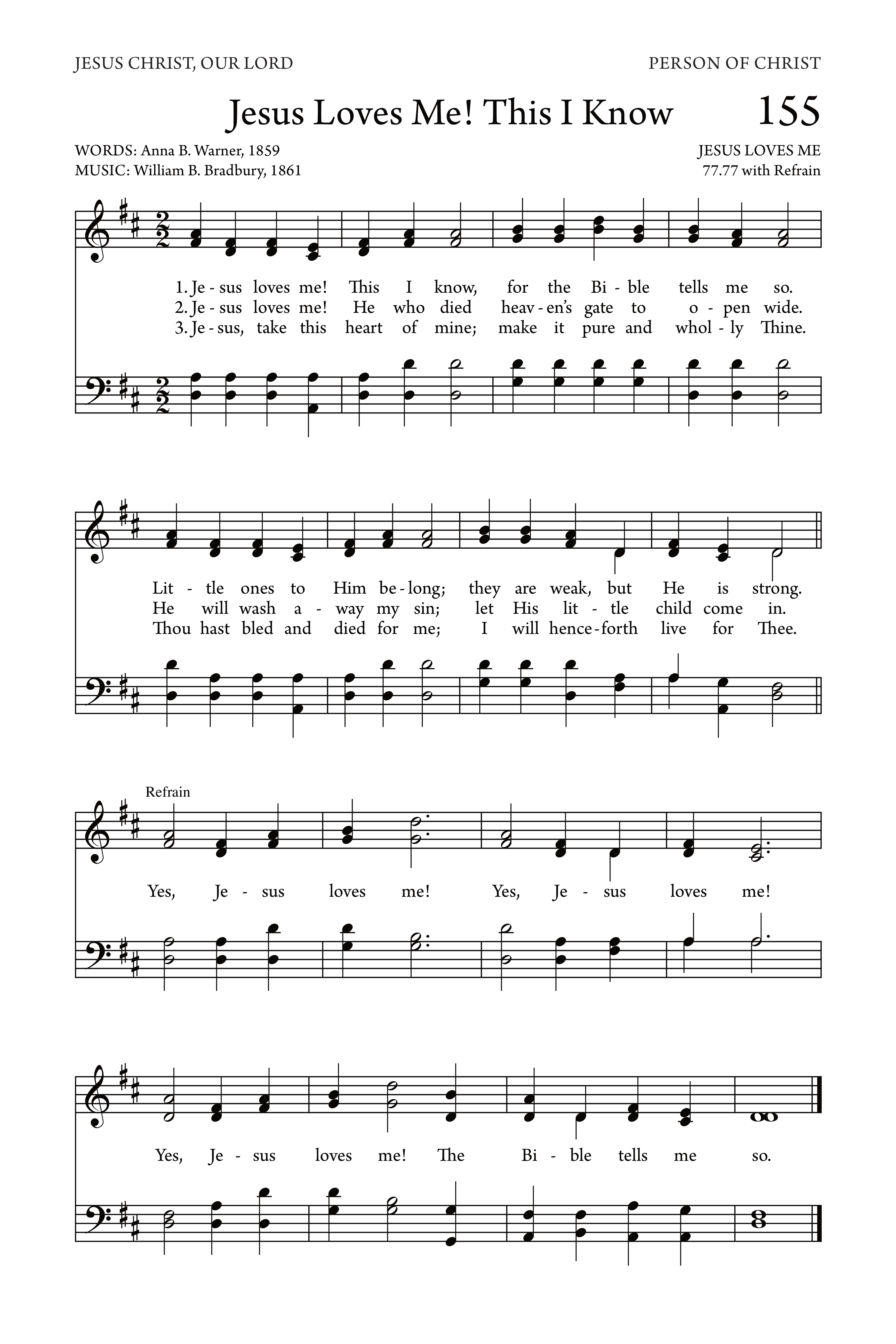 Hymn Sheet for Jesus Loves Me This I Know