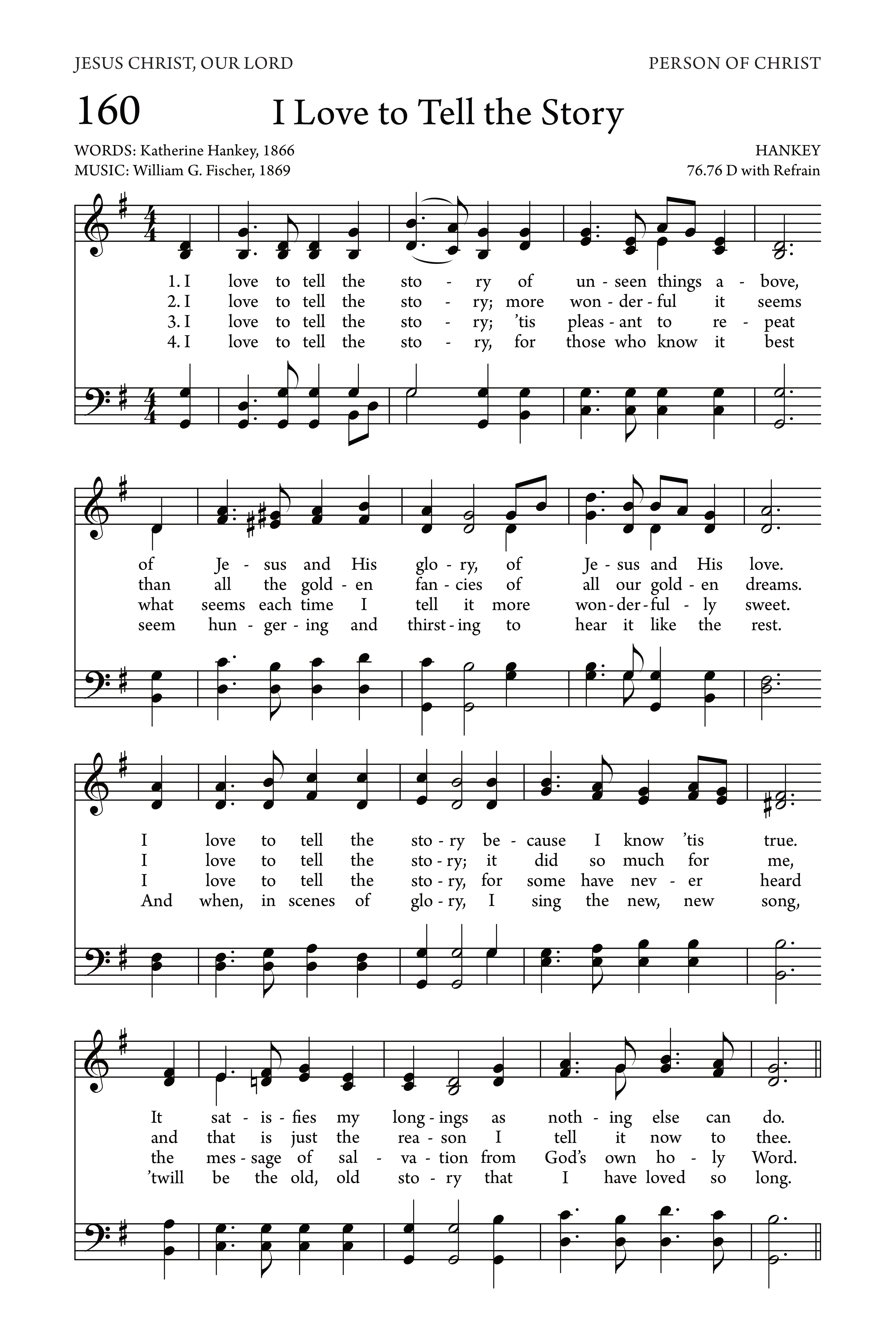 Hymn Sheet for I Love to Tell the Story