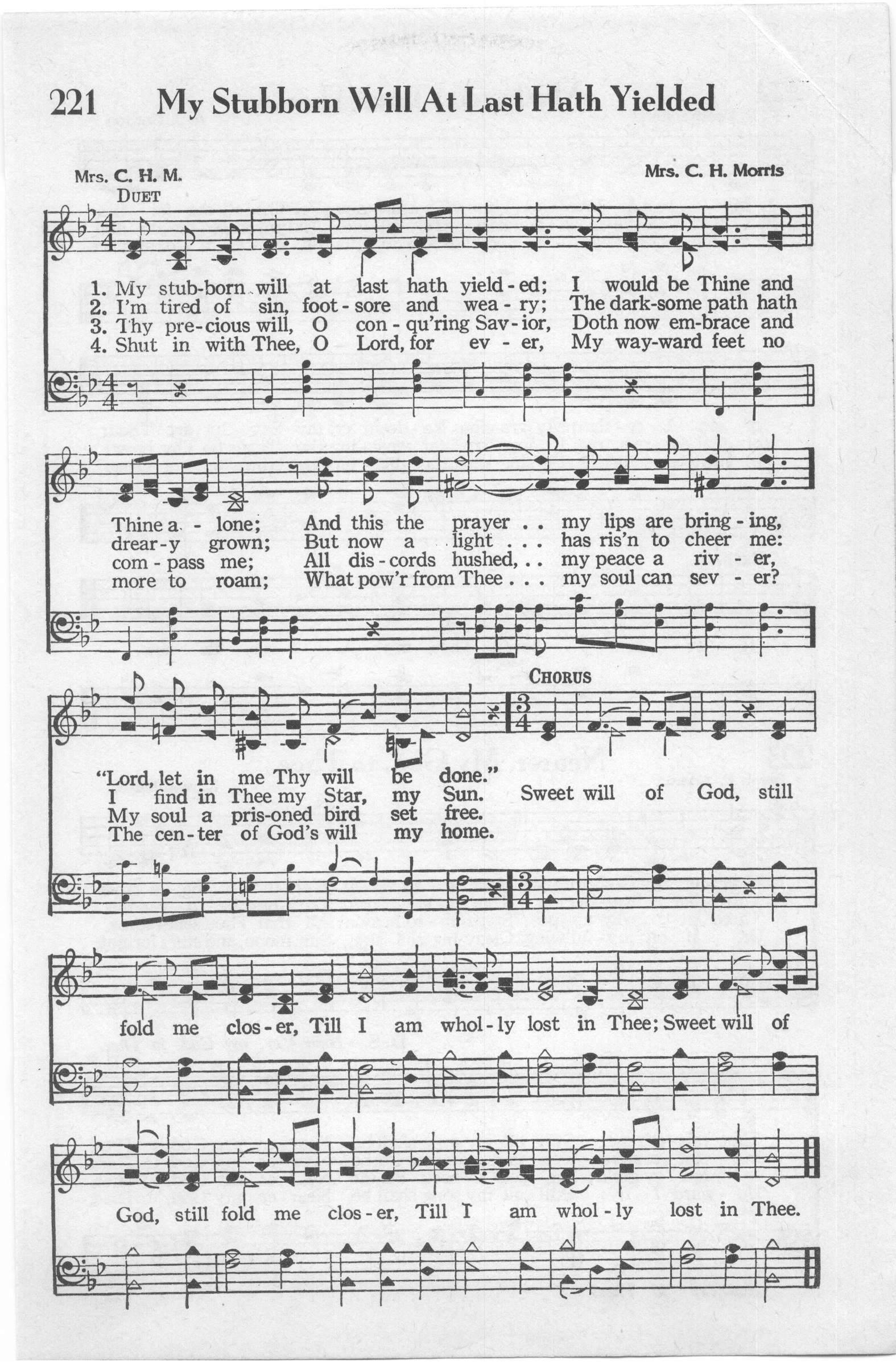 Hymn Sheet for Sweet Will of God
