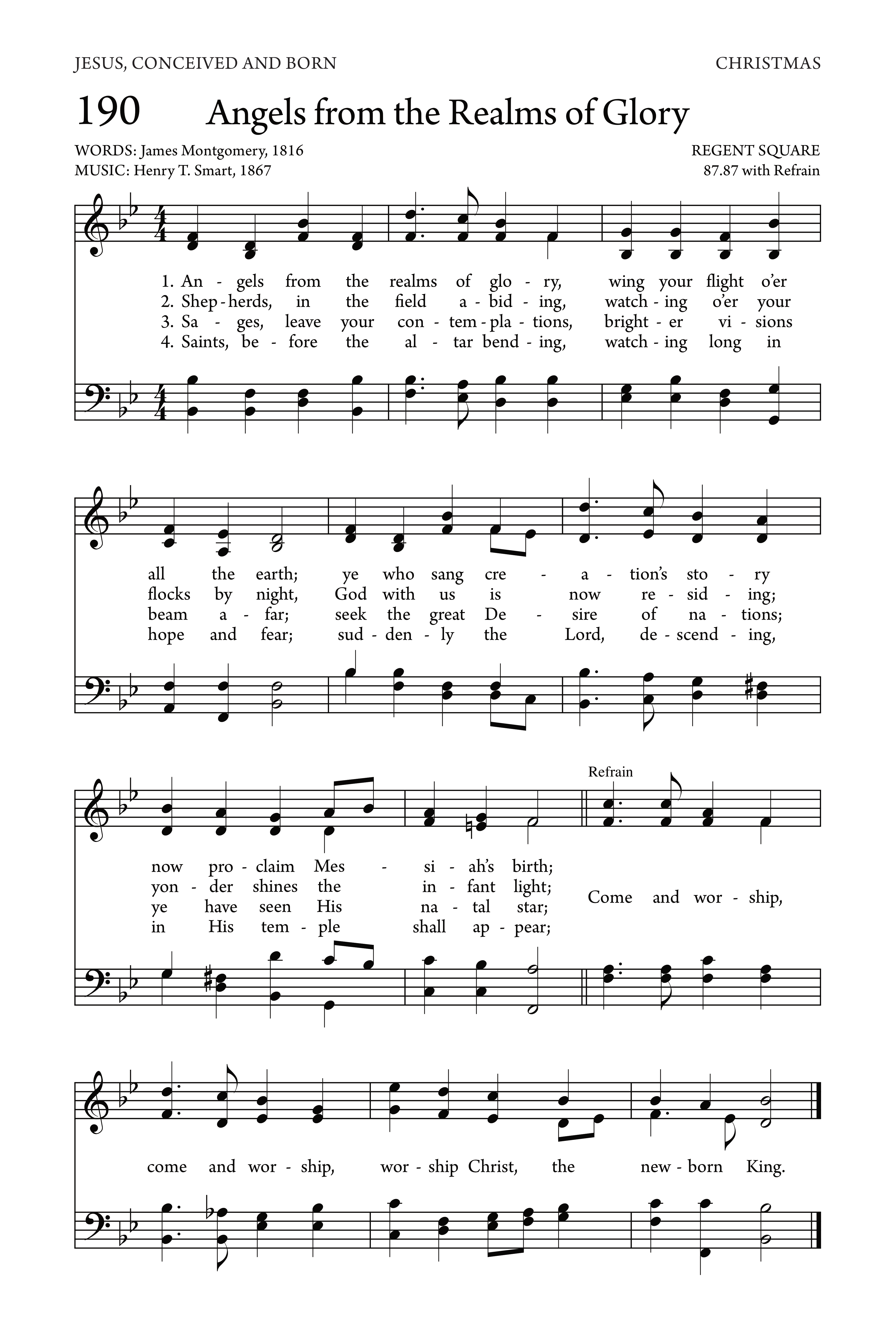 Hymn Sheet for Angels from the Realms of Glory