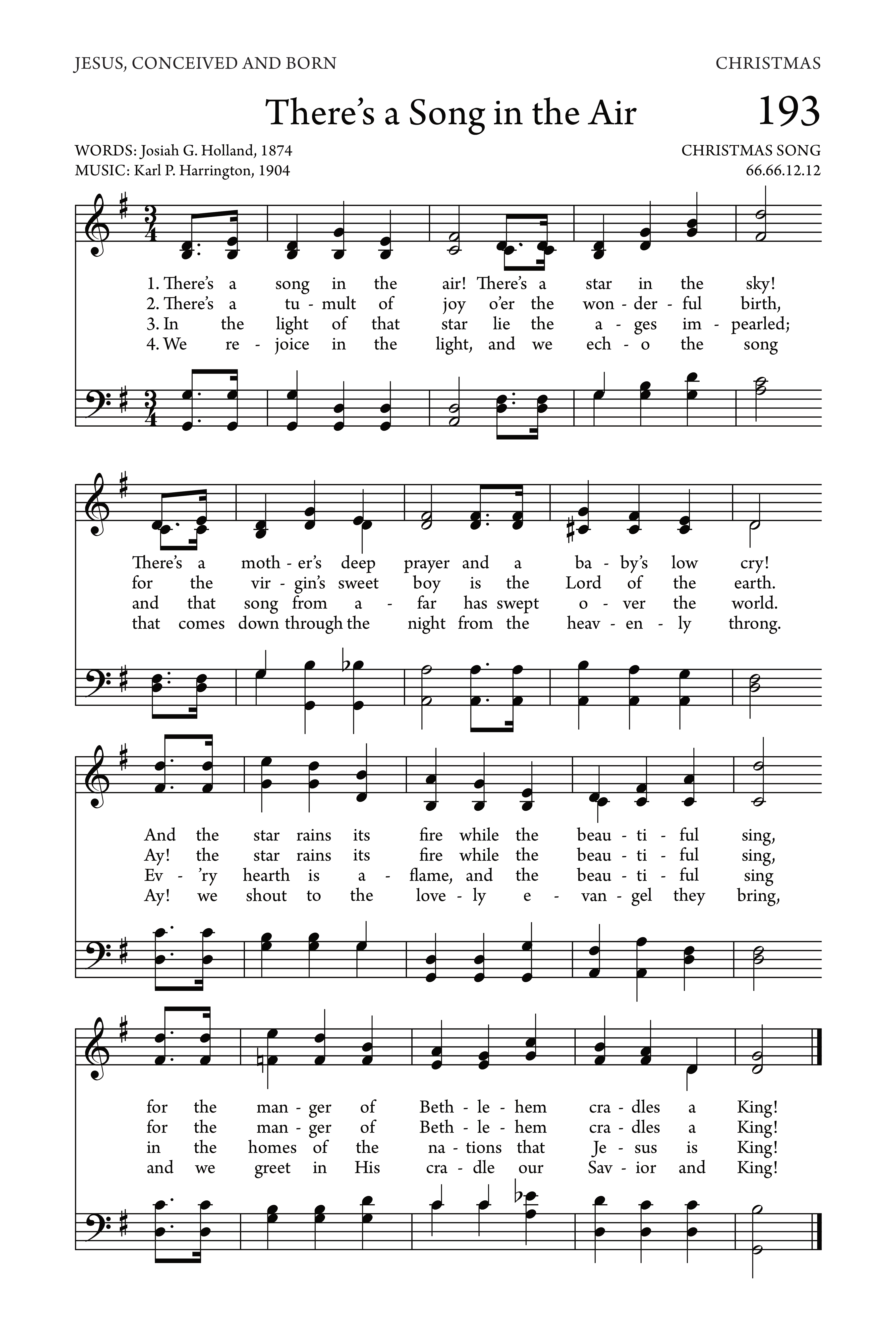 Hymn Sheet for There's a Song in the Air