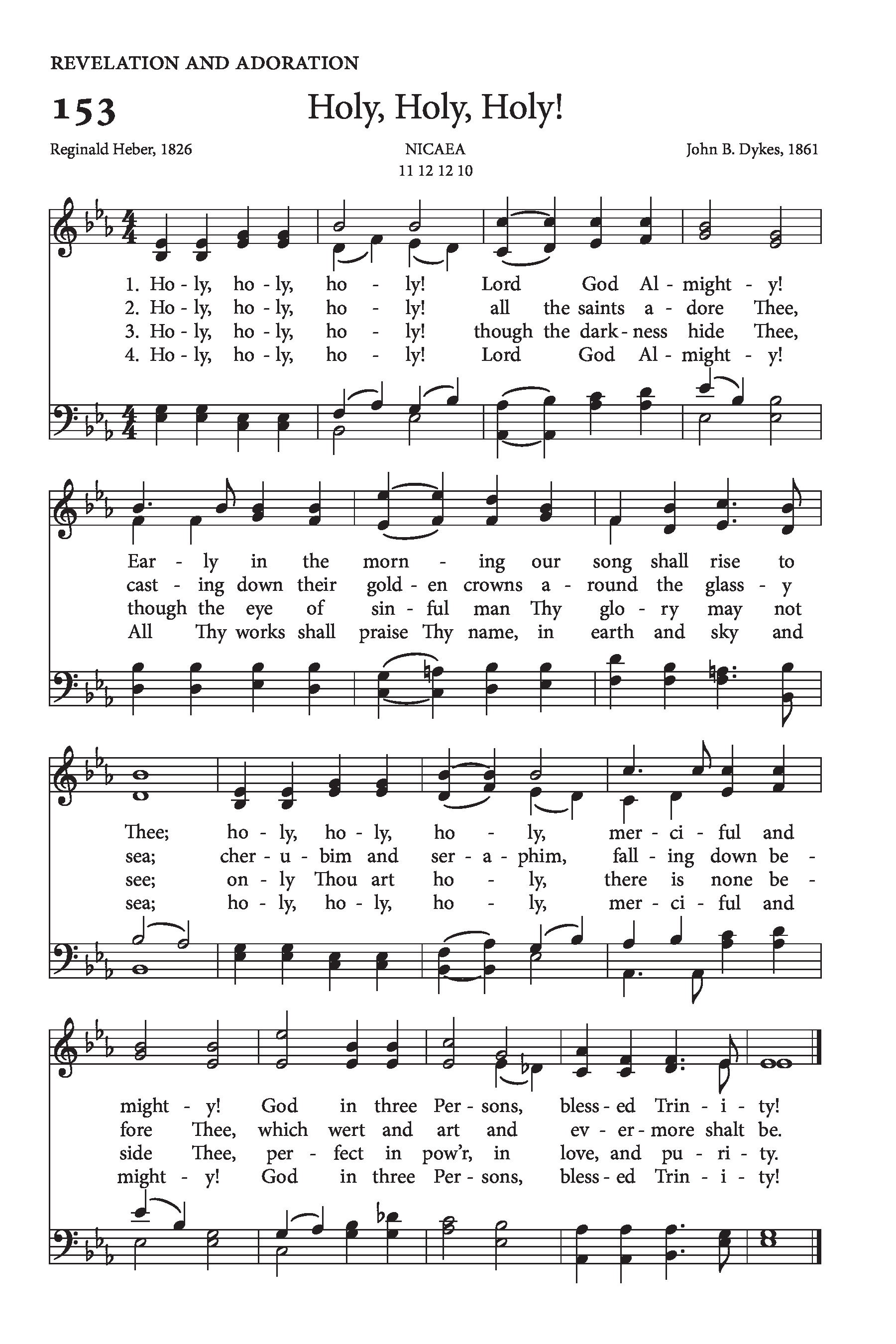 Hymn Sheet for Holy, Holy, Holy! Lord God Almighty!