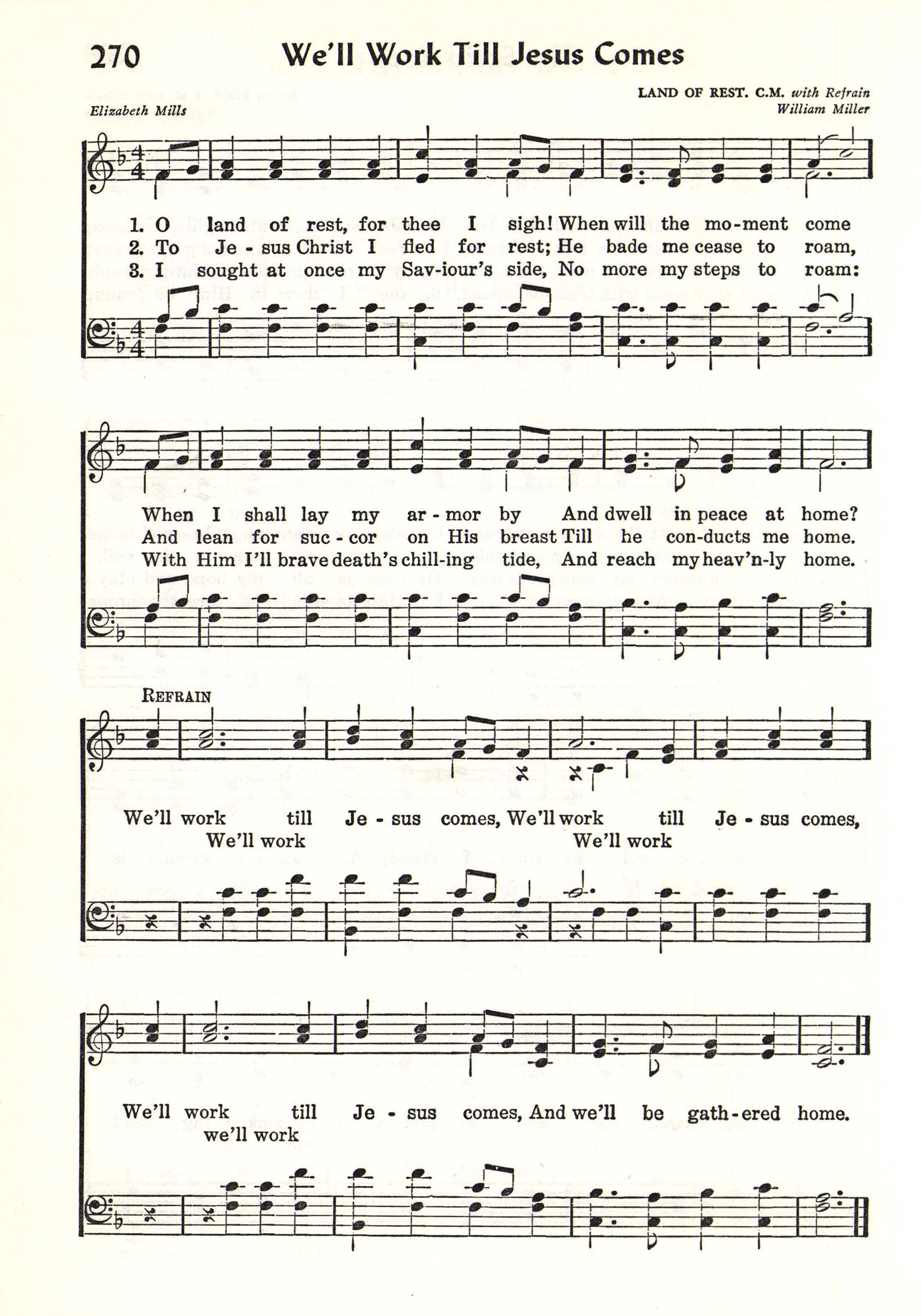 Hymn Sheet for O Land of Rest (We'll Work till Jesus Comes)