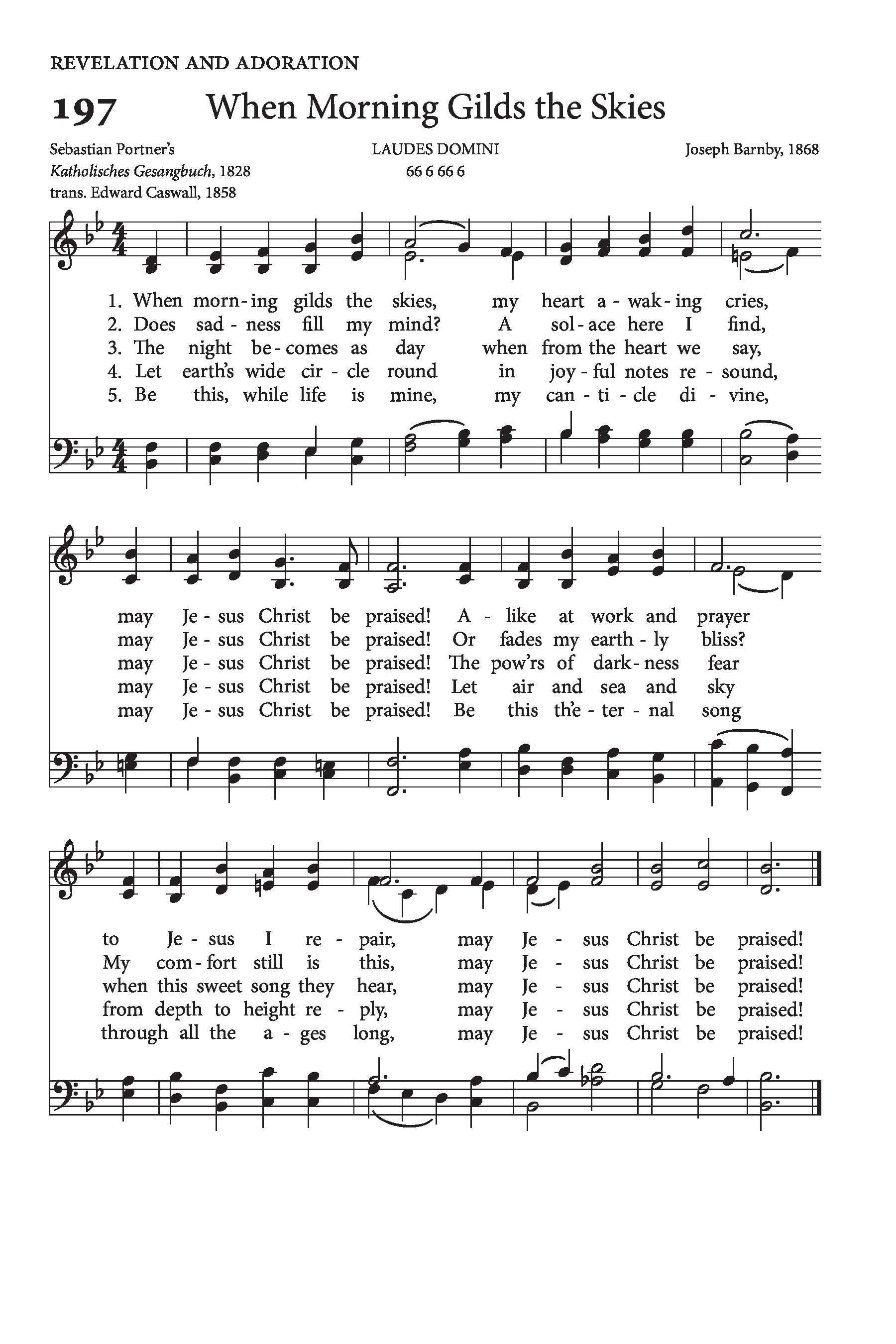 Hymn Sheet for When Morning Gilds the Skies