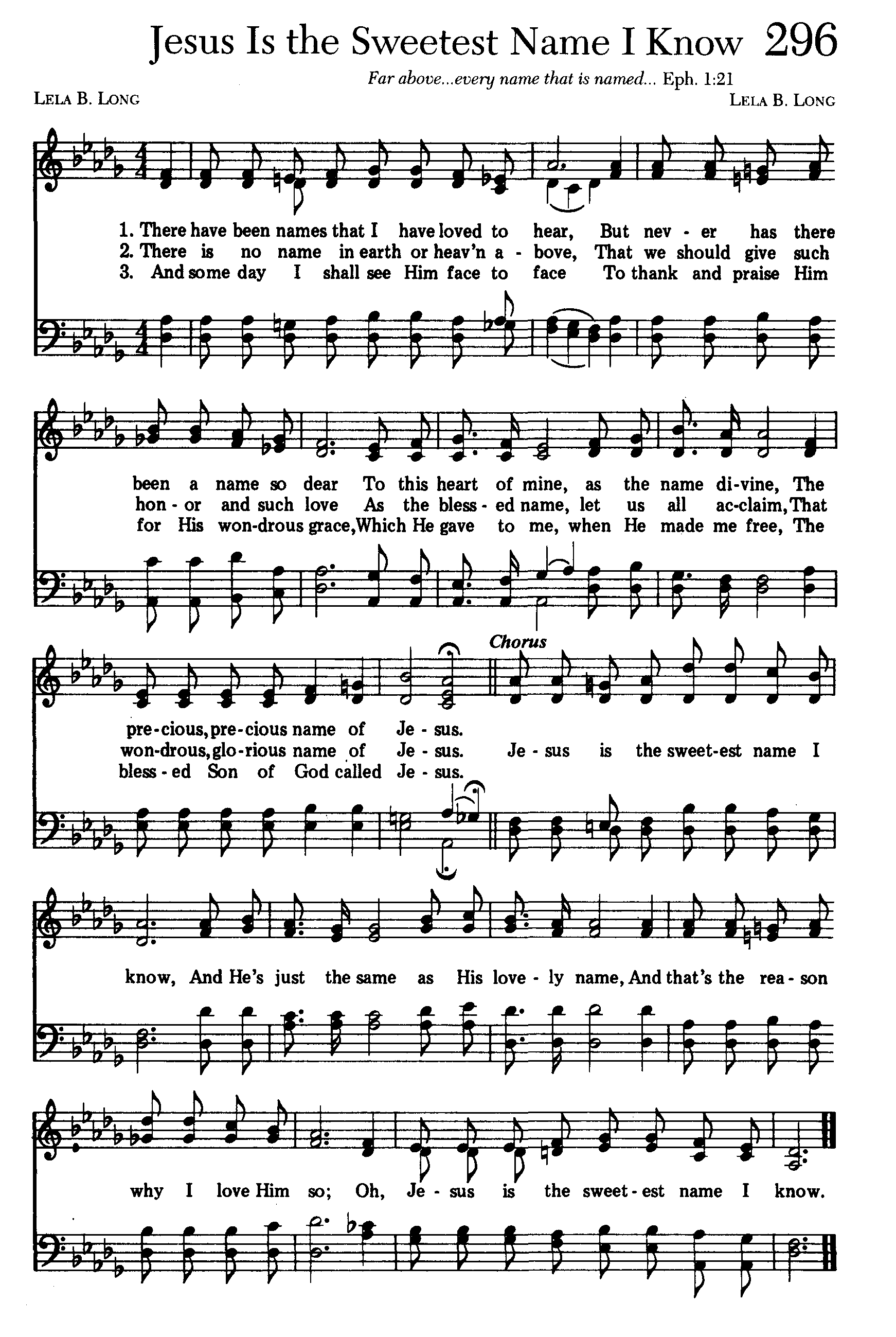 Hymn Sheet for Jesus Is the Sweetest Name I Know