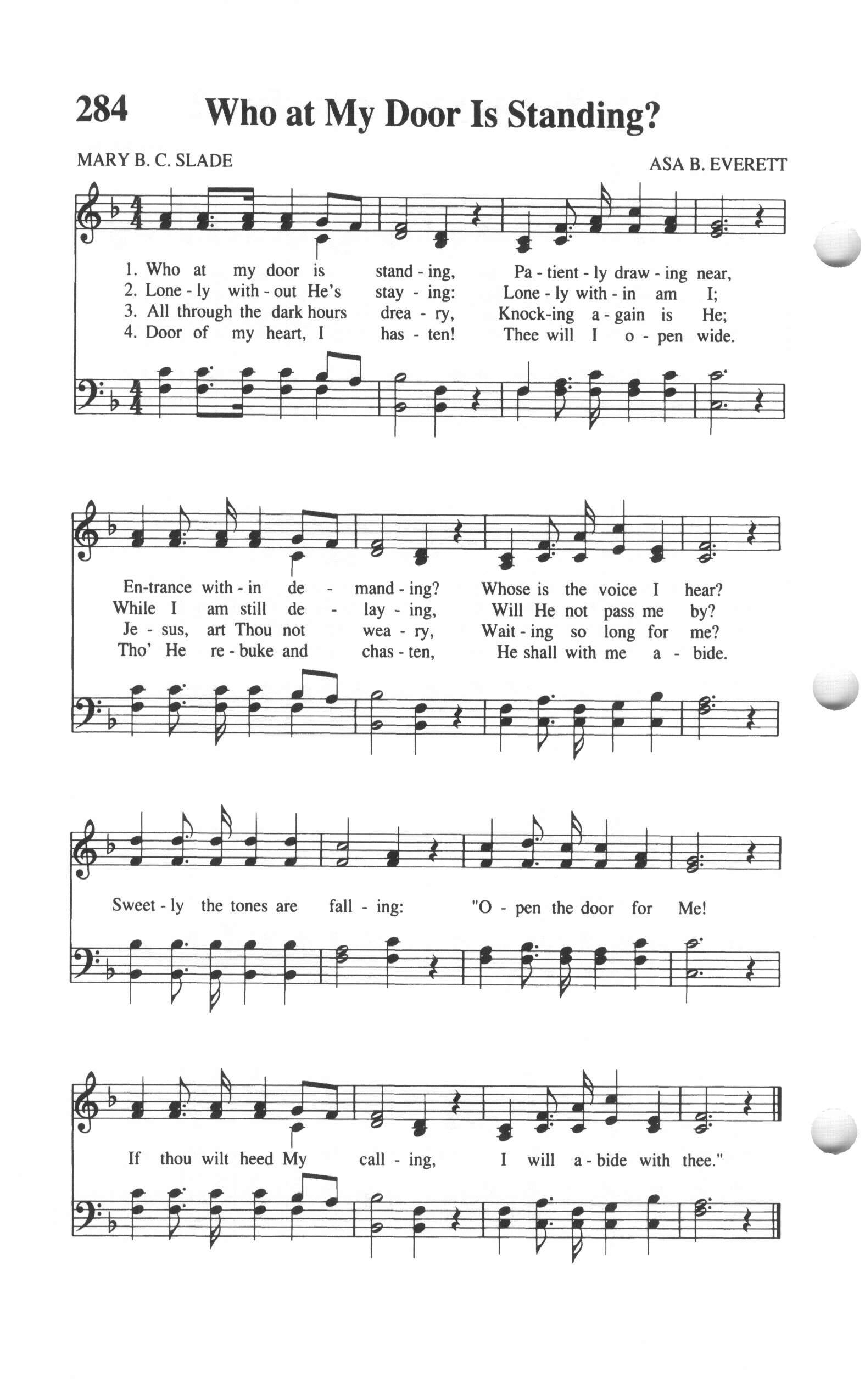 Hymn Sheet for Who at My Door Is Standing?