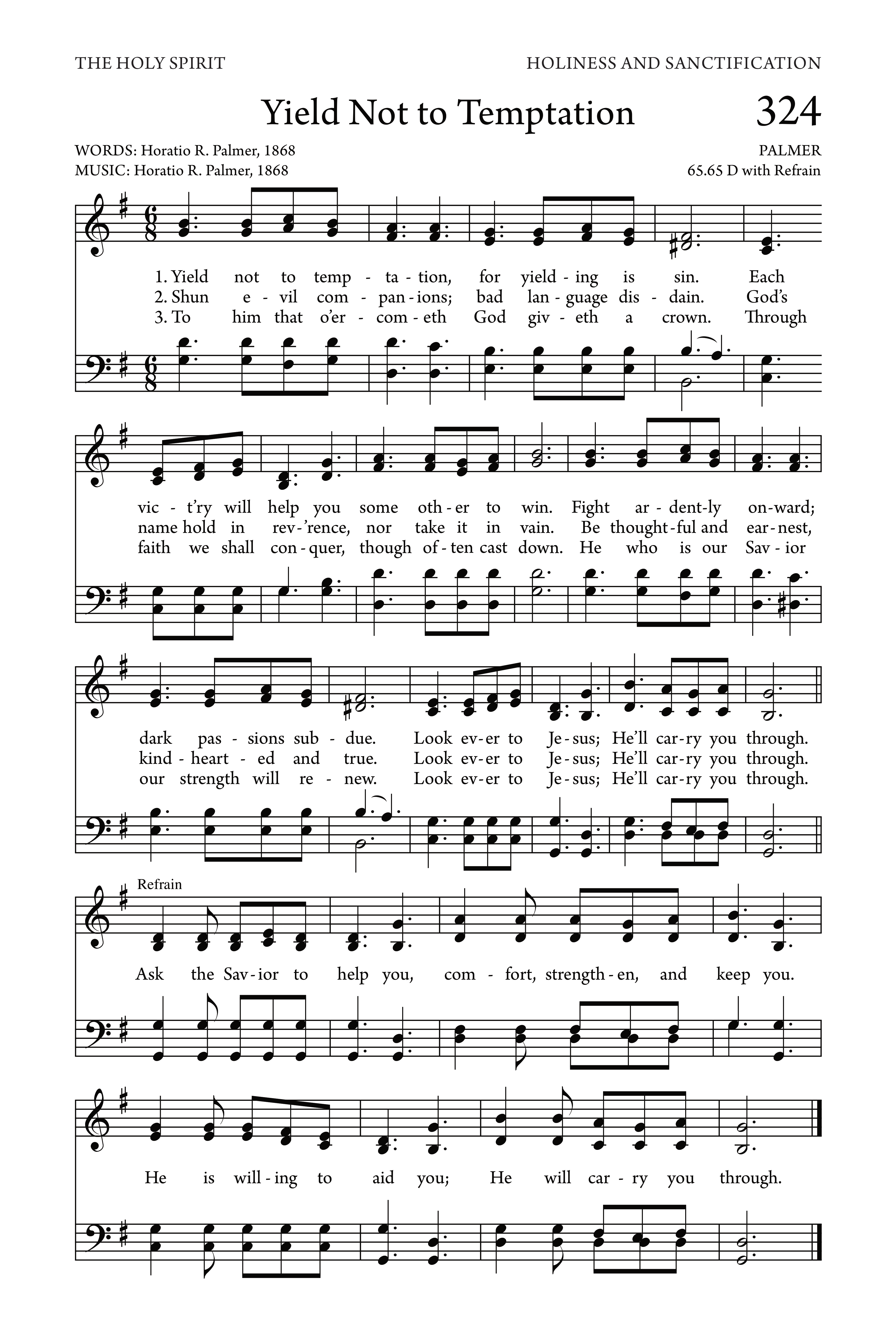 Hymn Sheet for Yield Not to Temptation