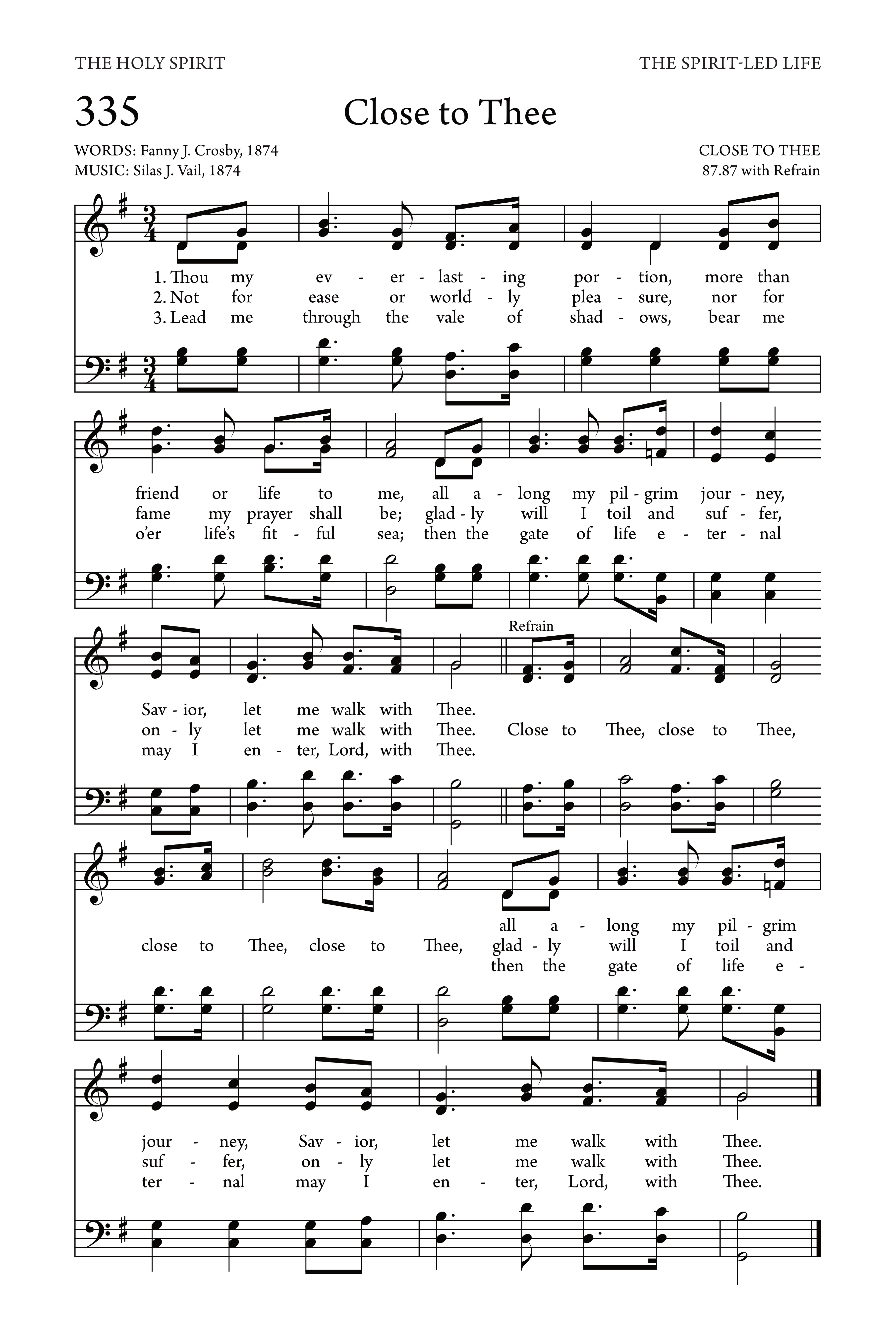 Hymn Sheet for Close to Thee