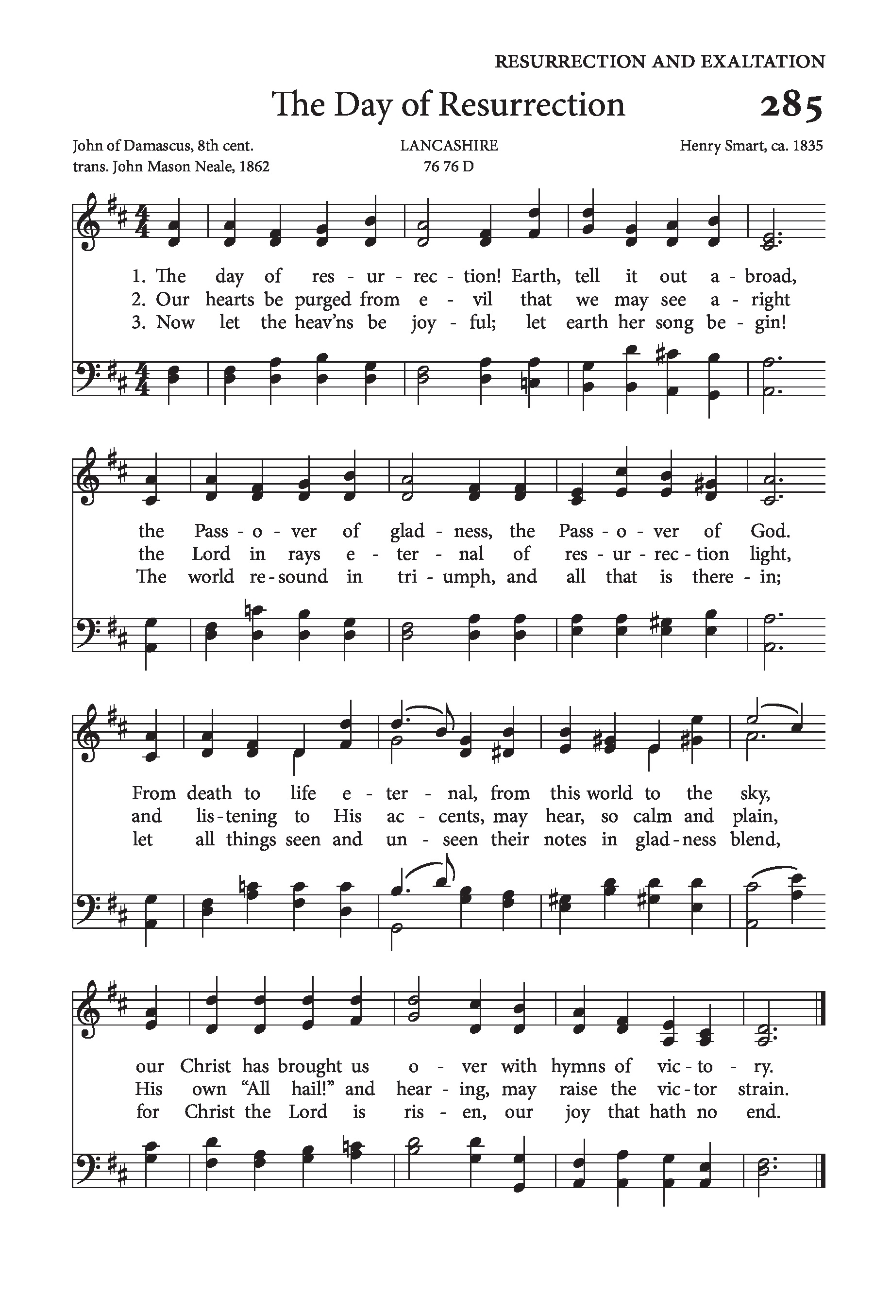 Hymn Sheet for The Day of Resurrection