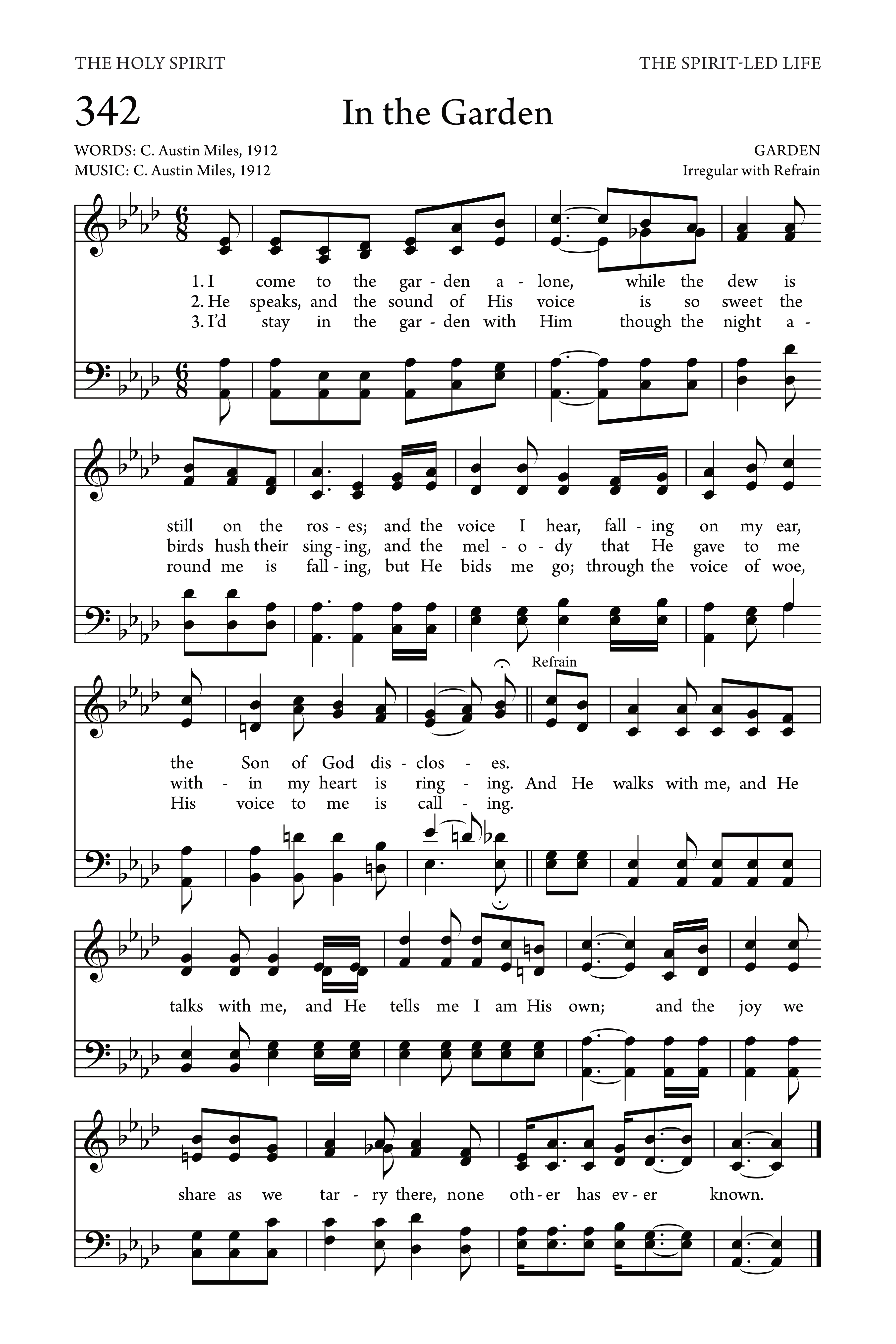 Hymn Sheet for In the Garden