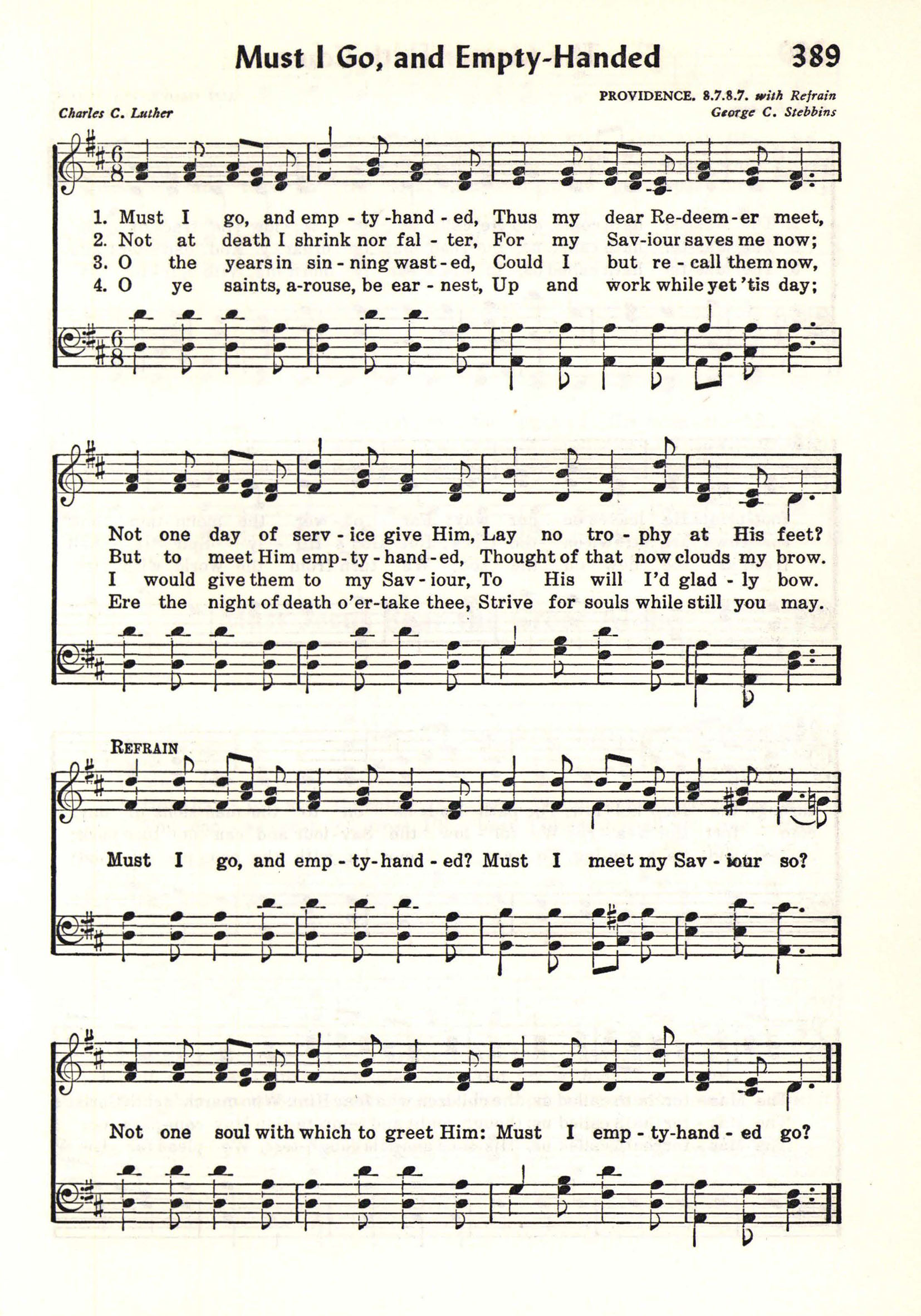 Hymn Sheet for Must I Go, and Empty-Handed?