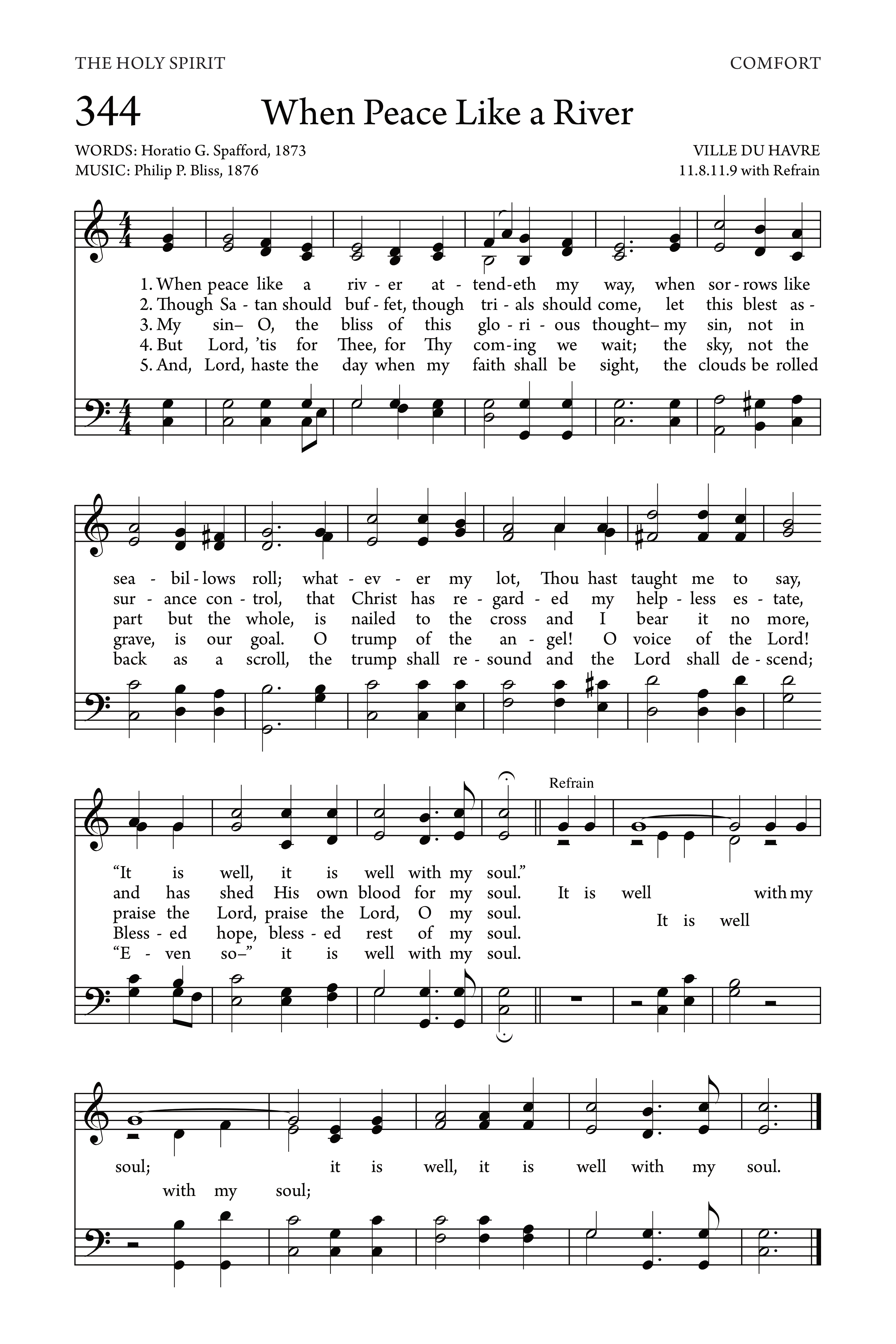 Hymn Sheet for It Is Well with My Soul