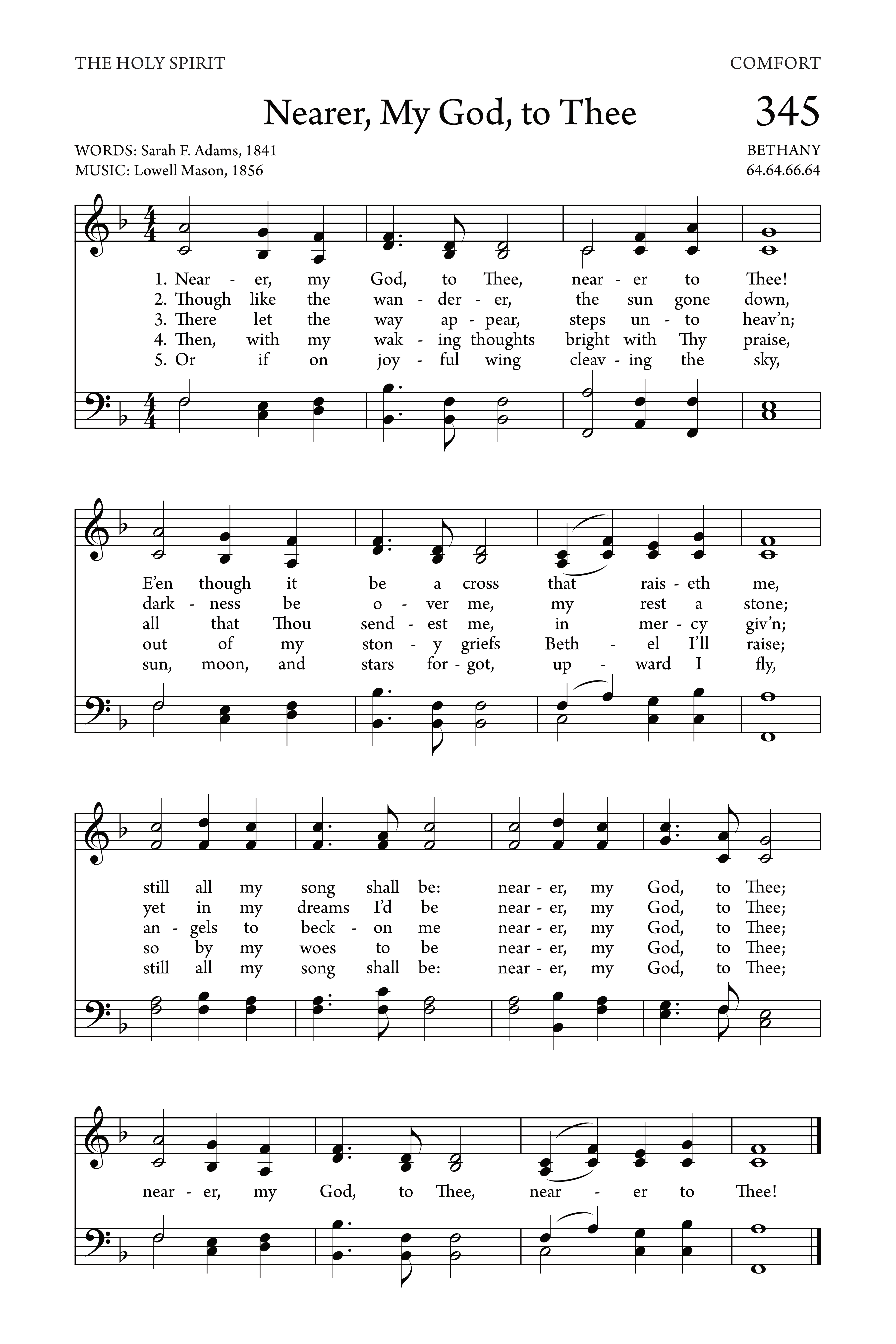 Hymn Sheet for Nearer my God to Thee