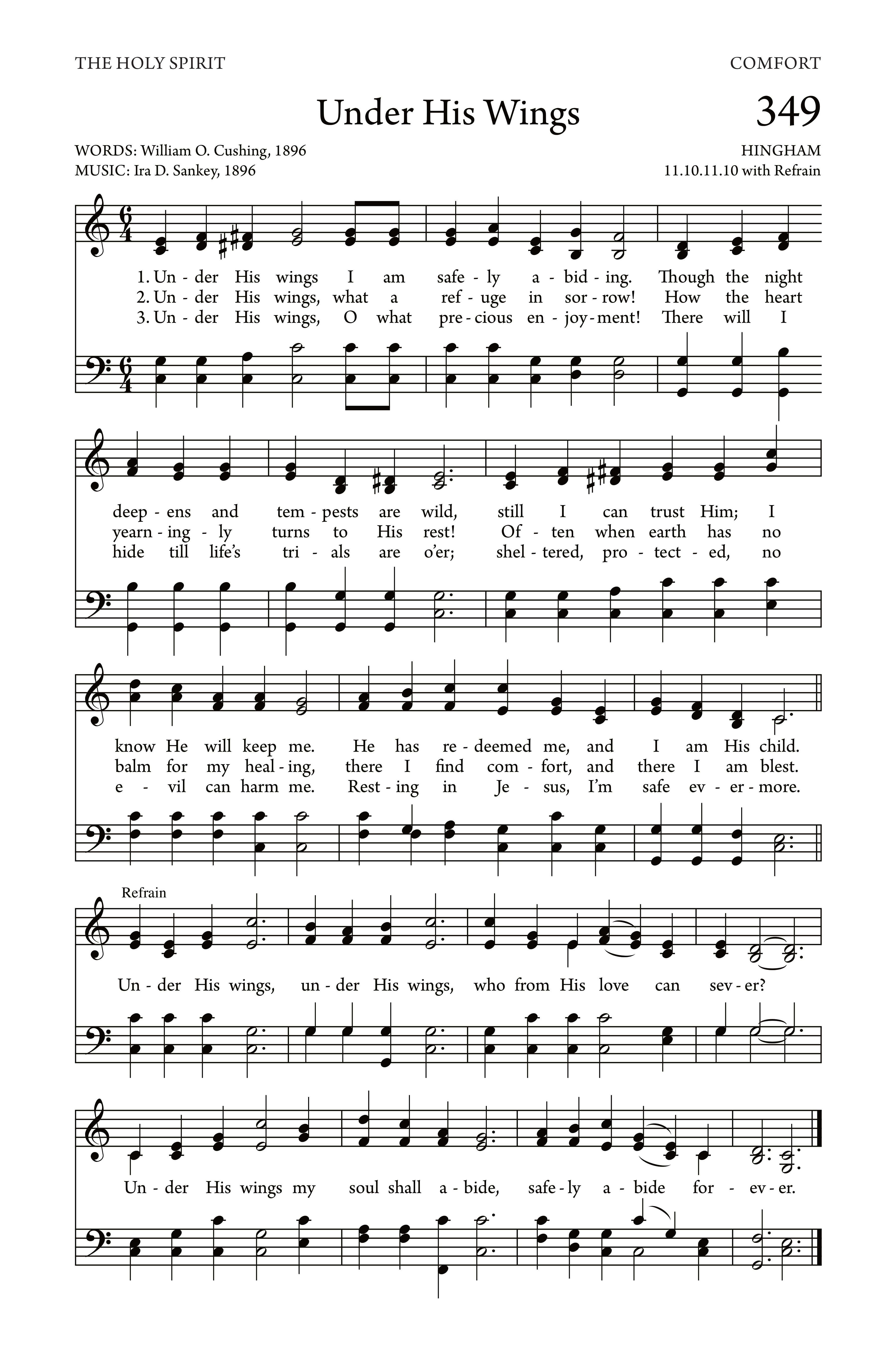 Hymn Sheet for Under His Wings