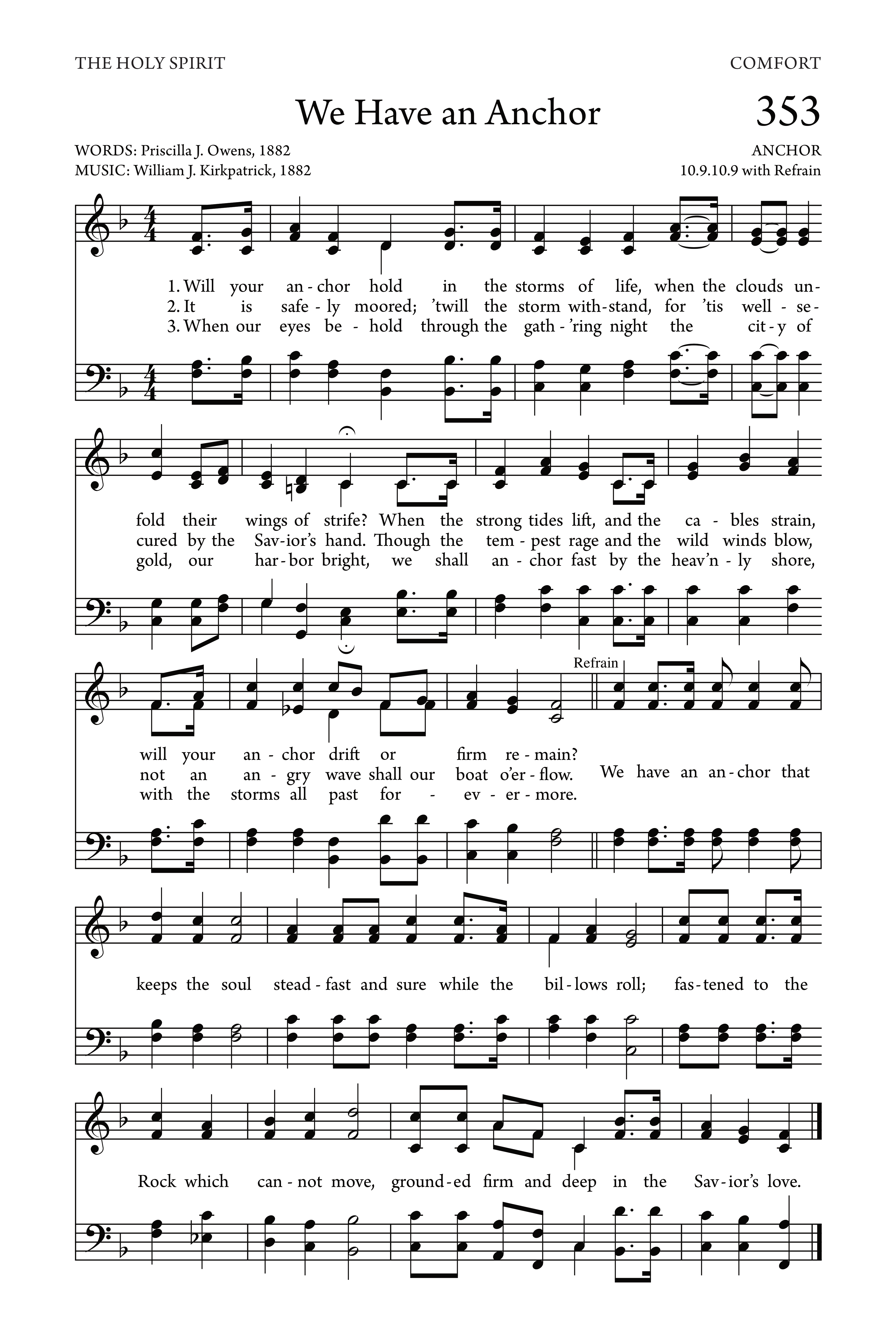 Hymn Sheet for We Have an Anchor