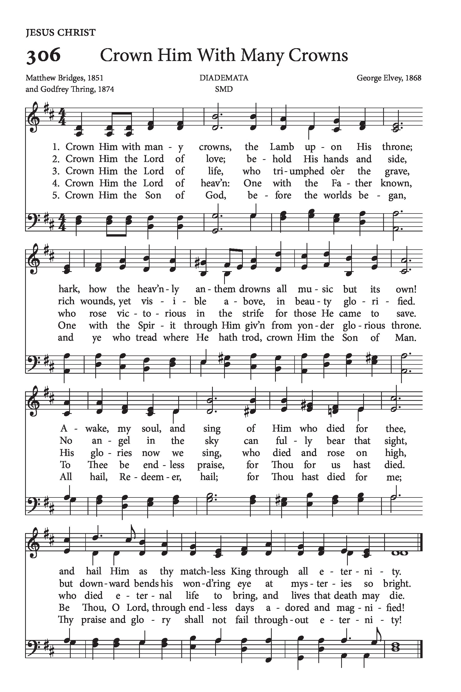 Hymn Sheet for Crown Him with Many Crowns