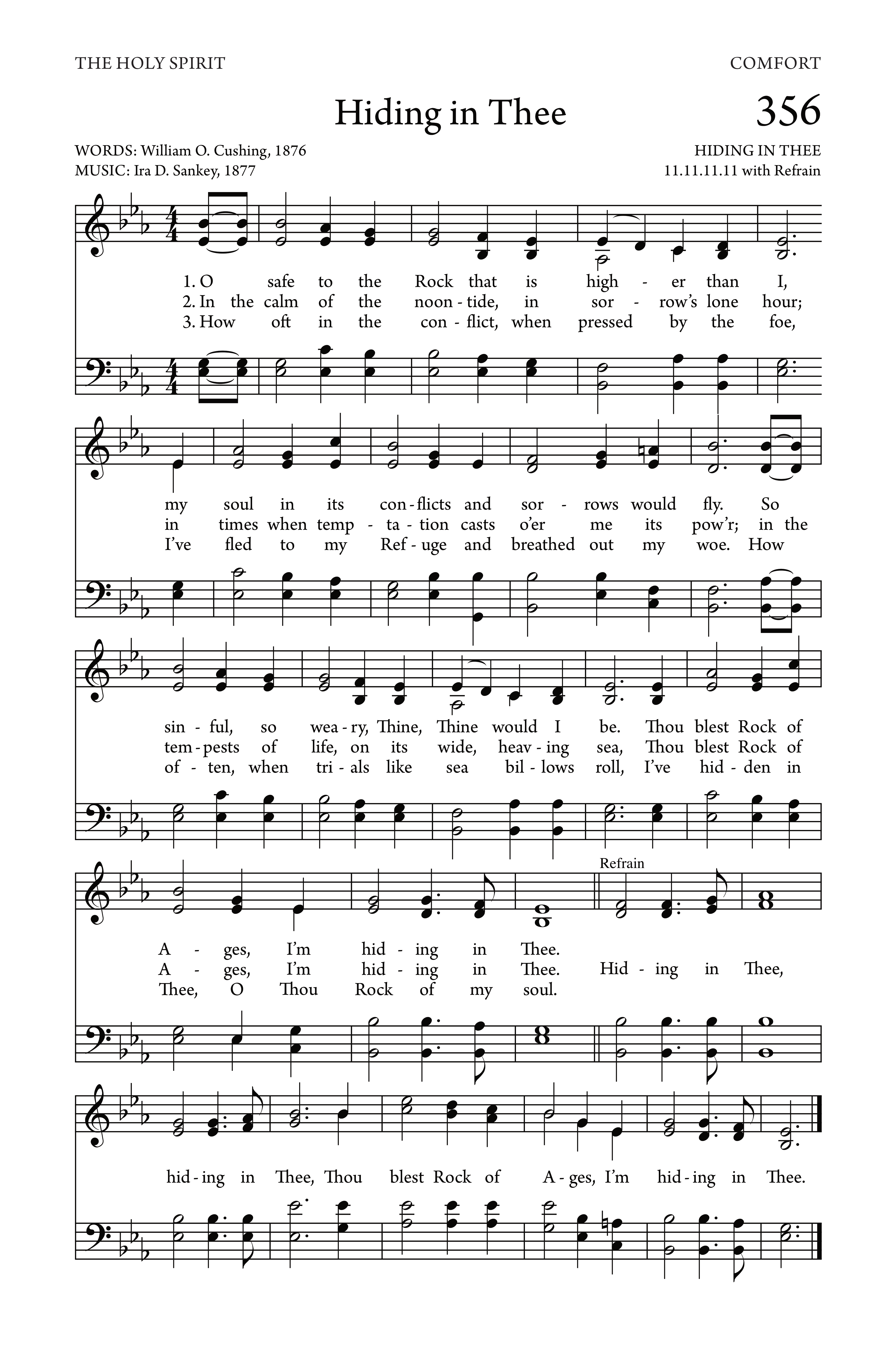 Hymn Sheet for O Safe to the Rock That Is Higher Than I