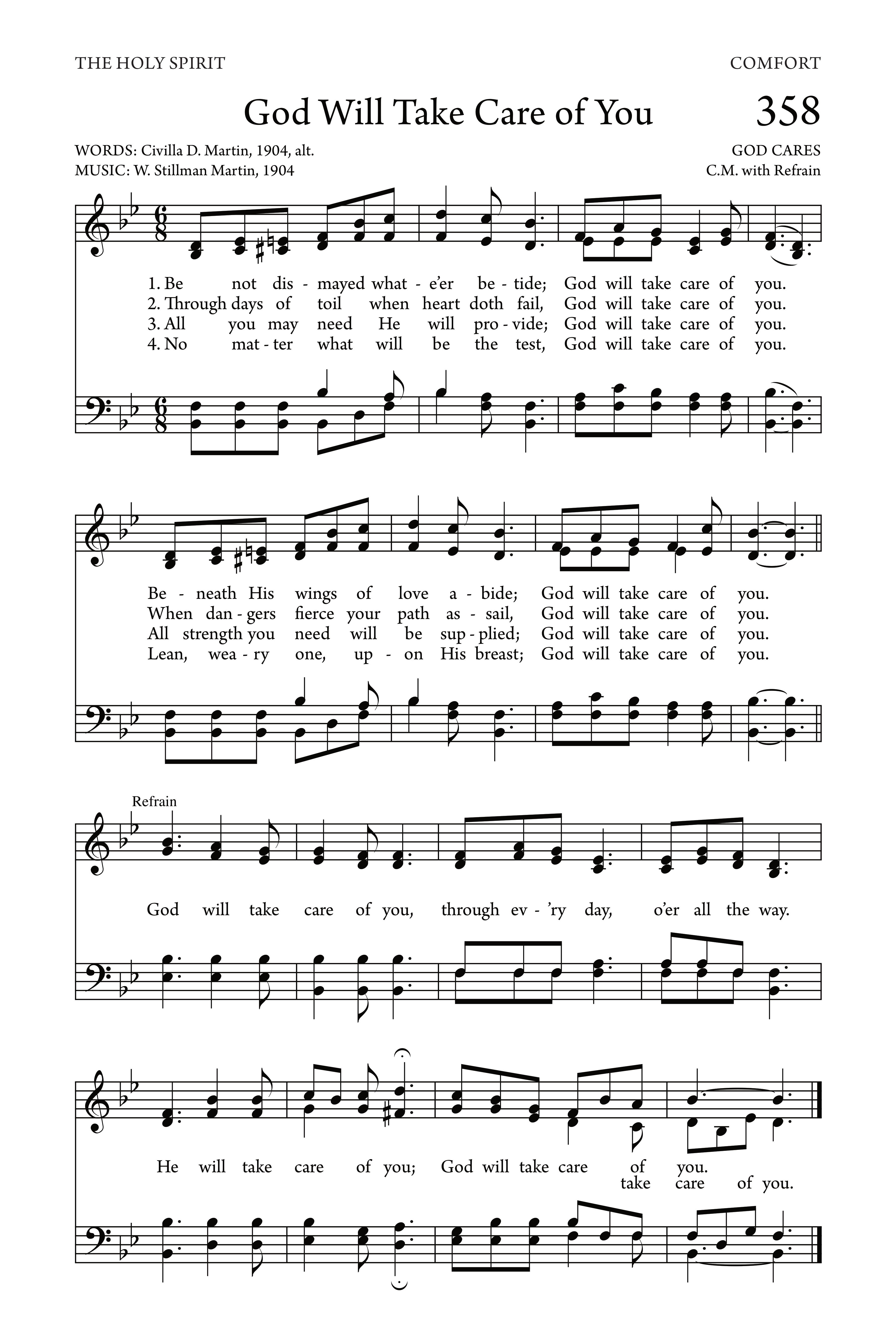 Hymn Sheet for God Will Take Care of You