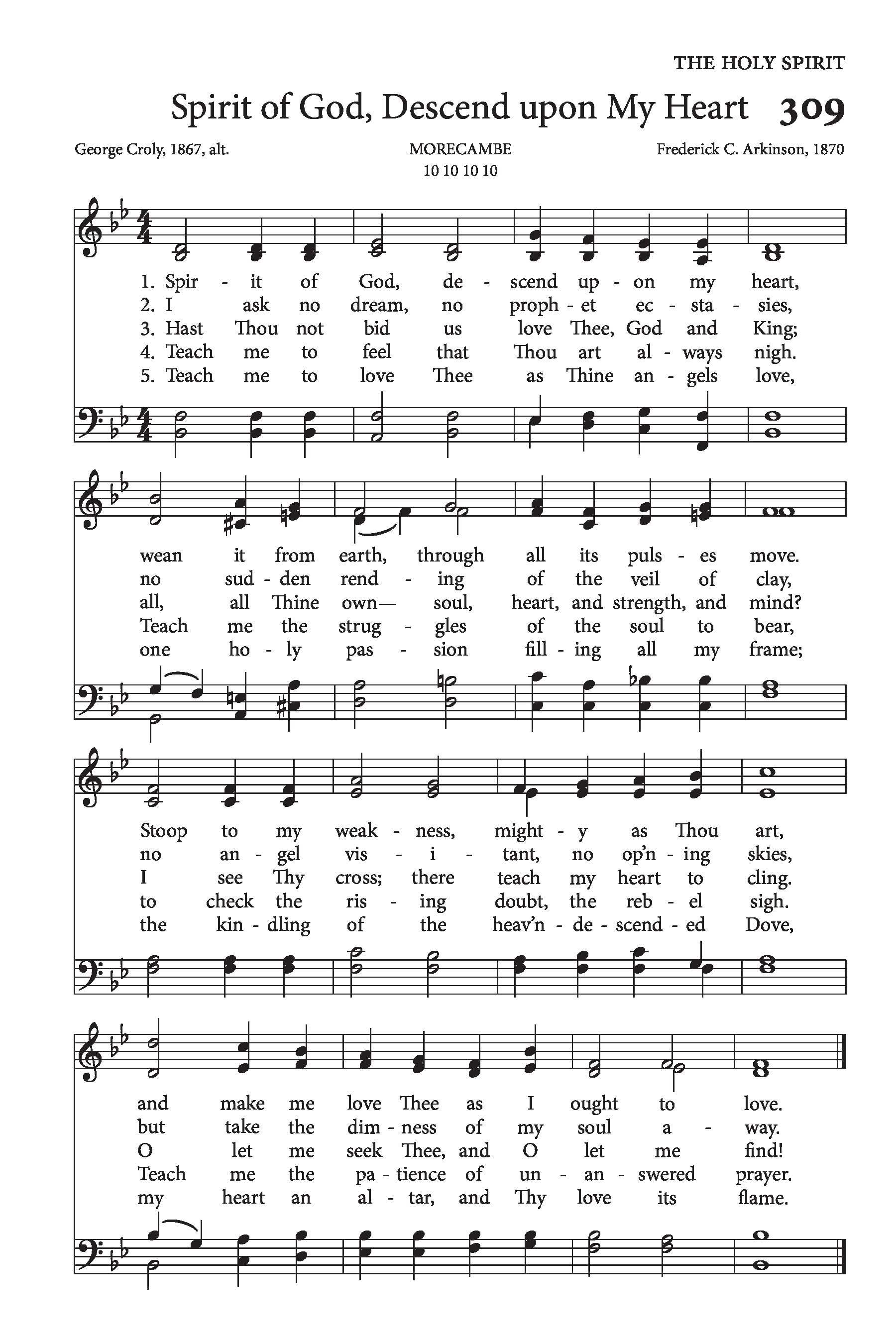 Hymn Sheet for Spirit of God, Descend upon My Heart