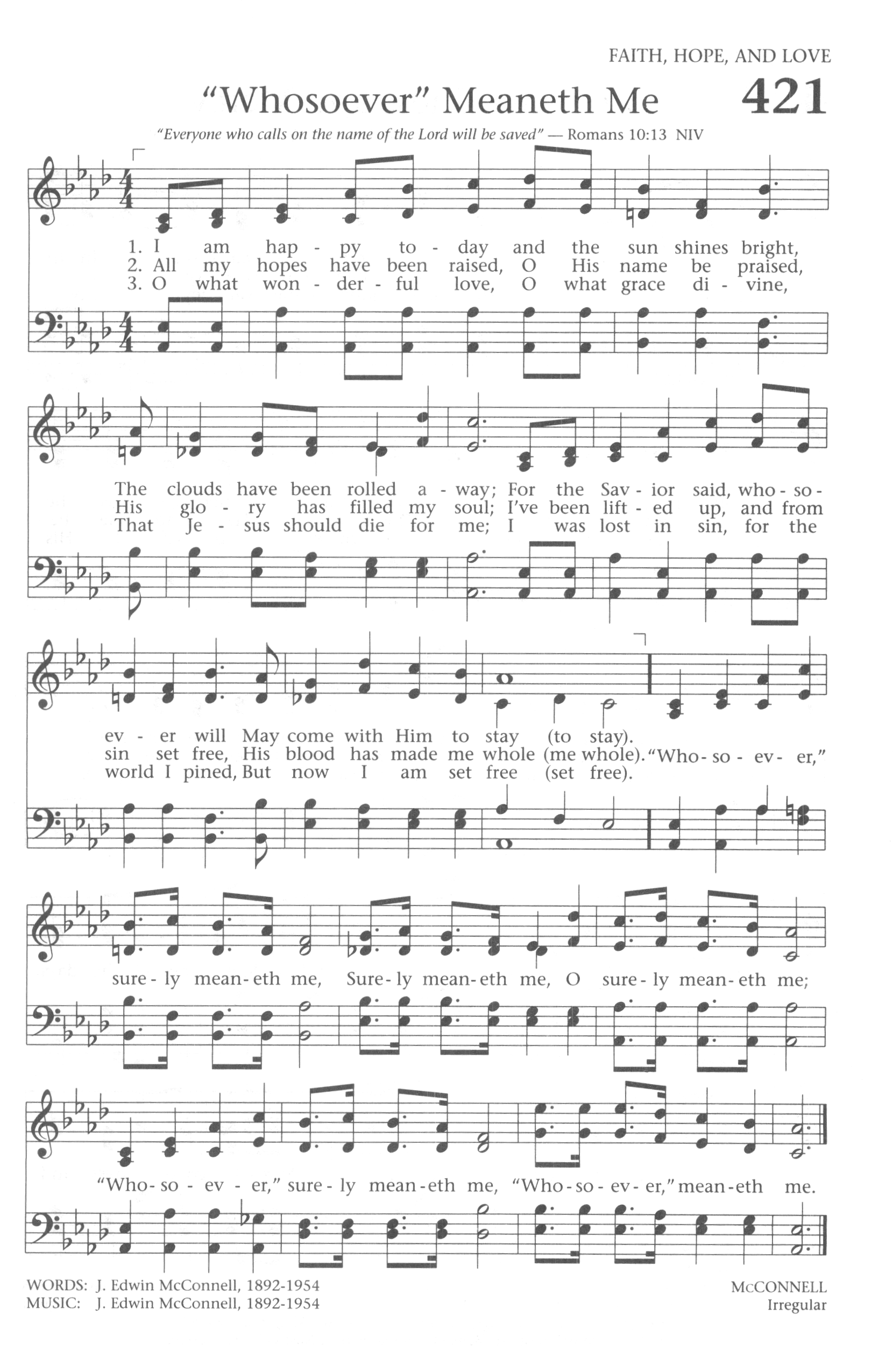 Hymn Sheet for "Whosoever" Meaneth Me