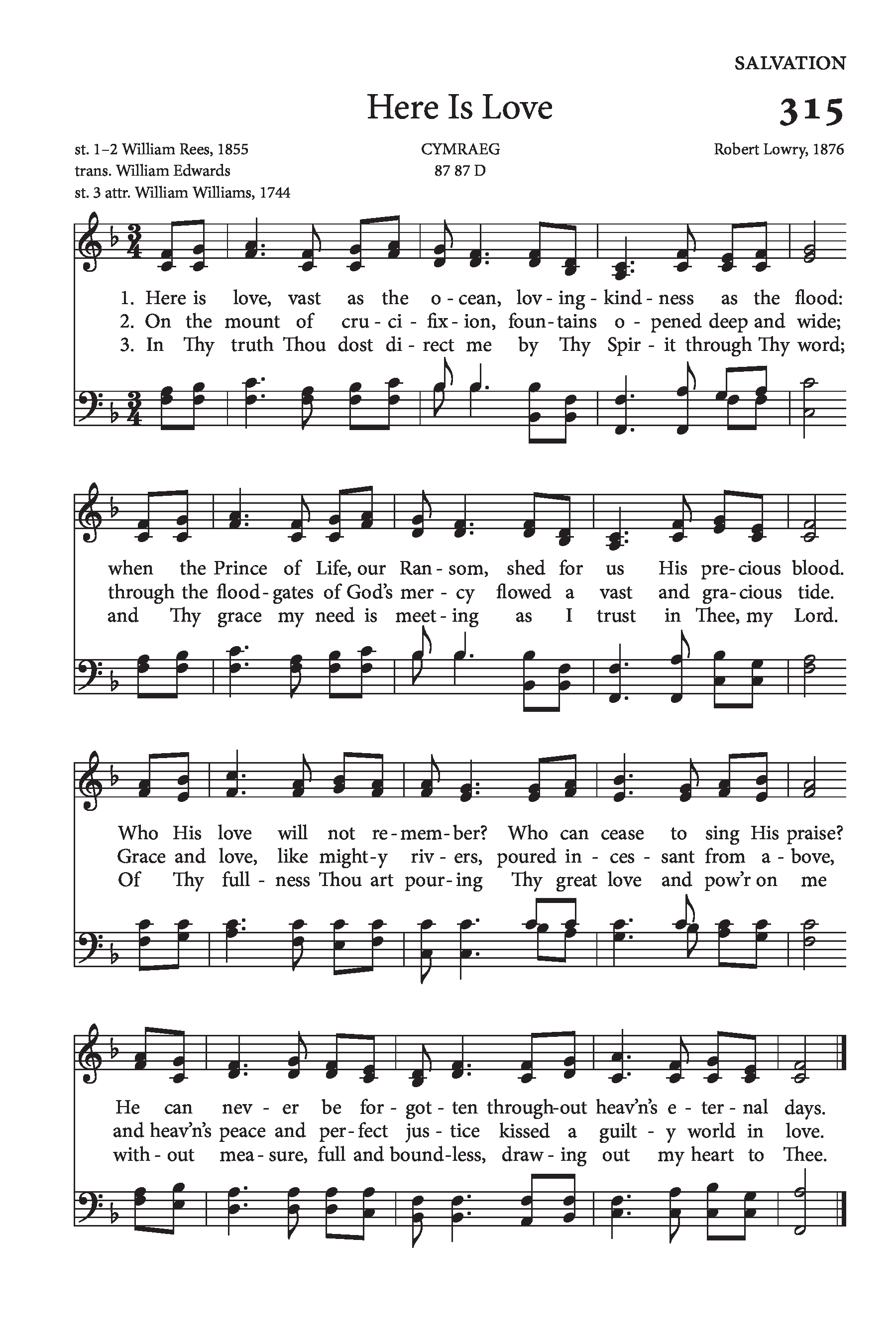 Hymn Sheet for Here is Love vast as the Ocean