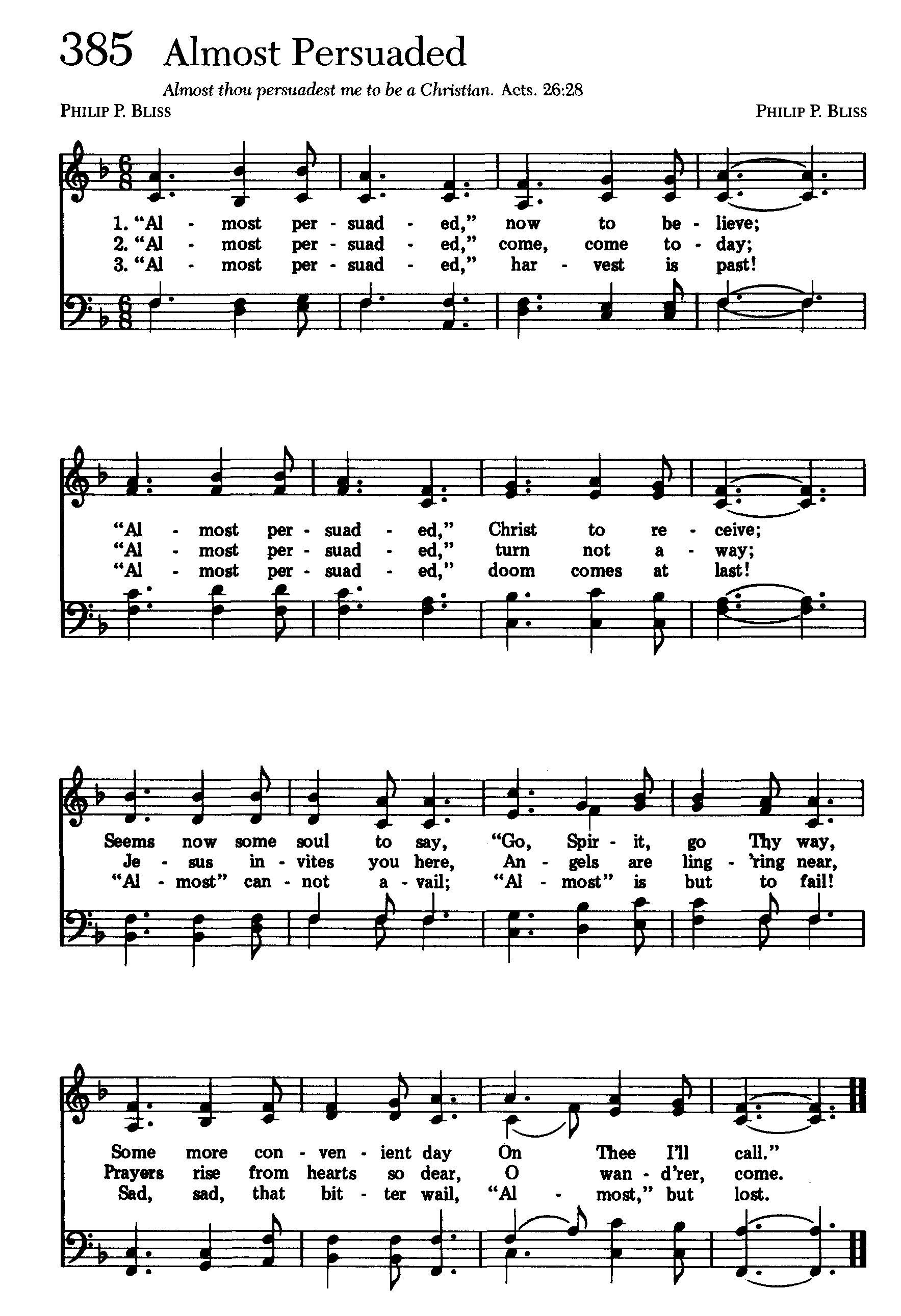 Hymn Sheet for Almost Persuaded