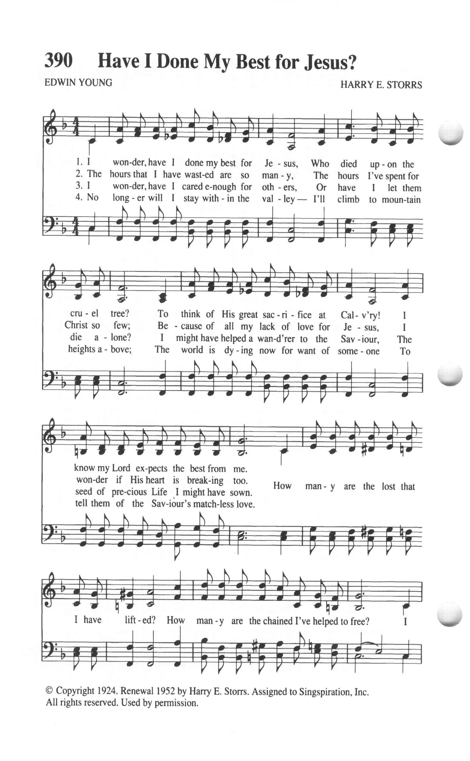 Hymn Sheet for Have I Done my Best for Jesus?