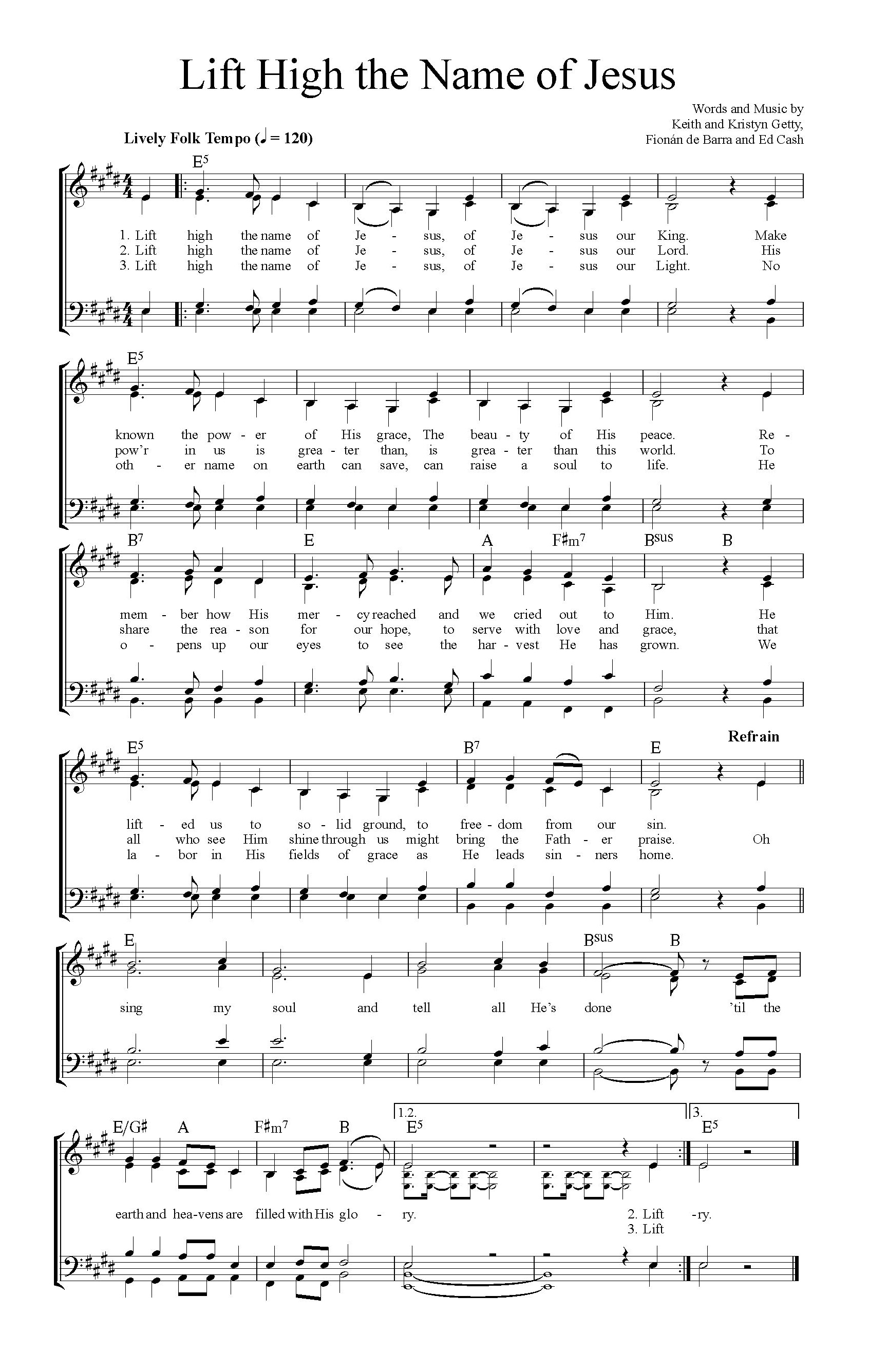 Hymn Sheet for Lift High the Name of Jesus