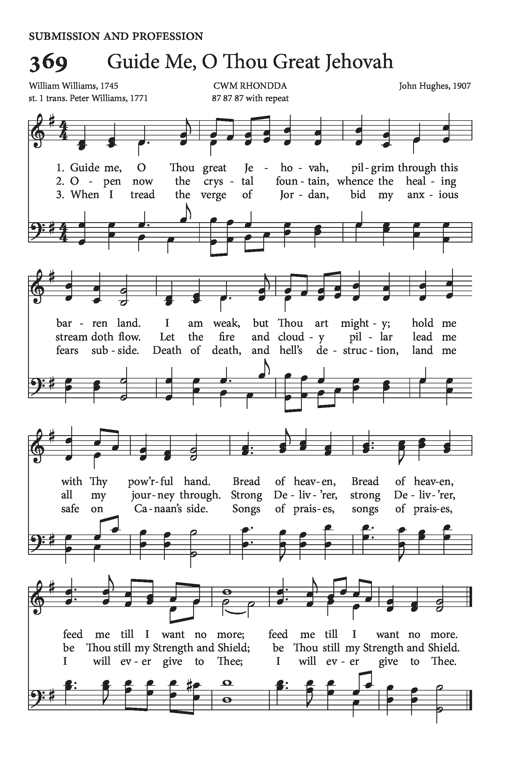 Hymn Sheet for Guide Me, O Thou Great Jehovah