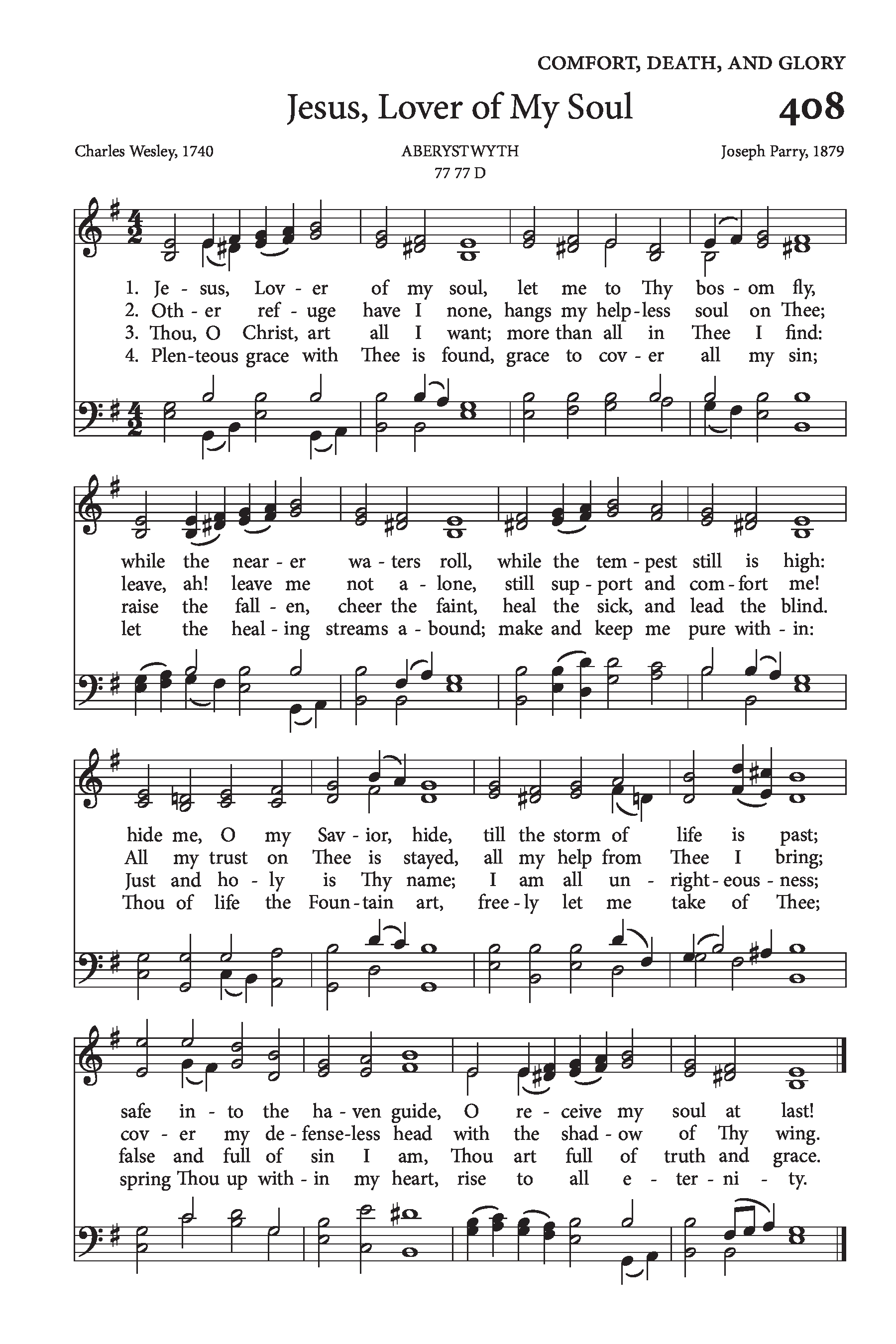 Hymn Sheet for Jesus, Lover of My Soul