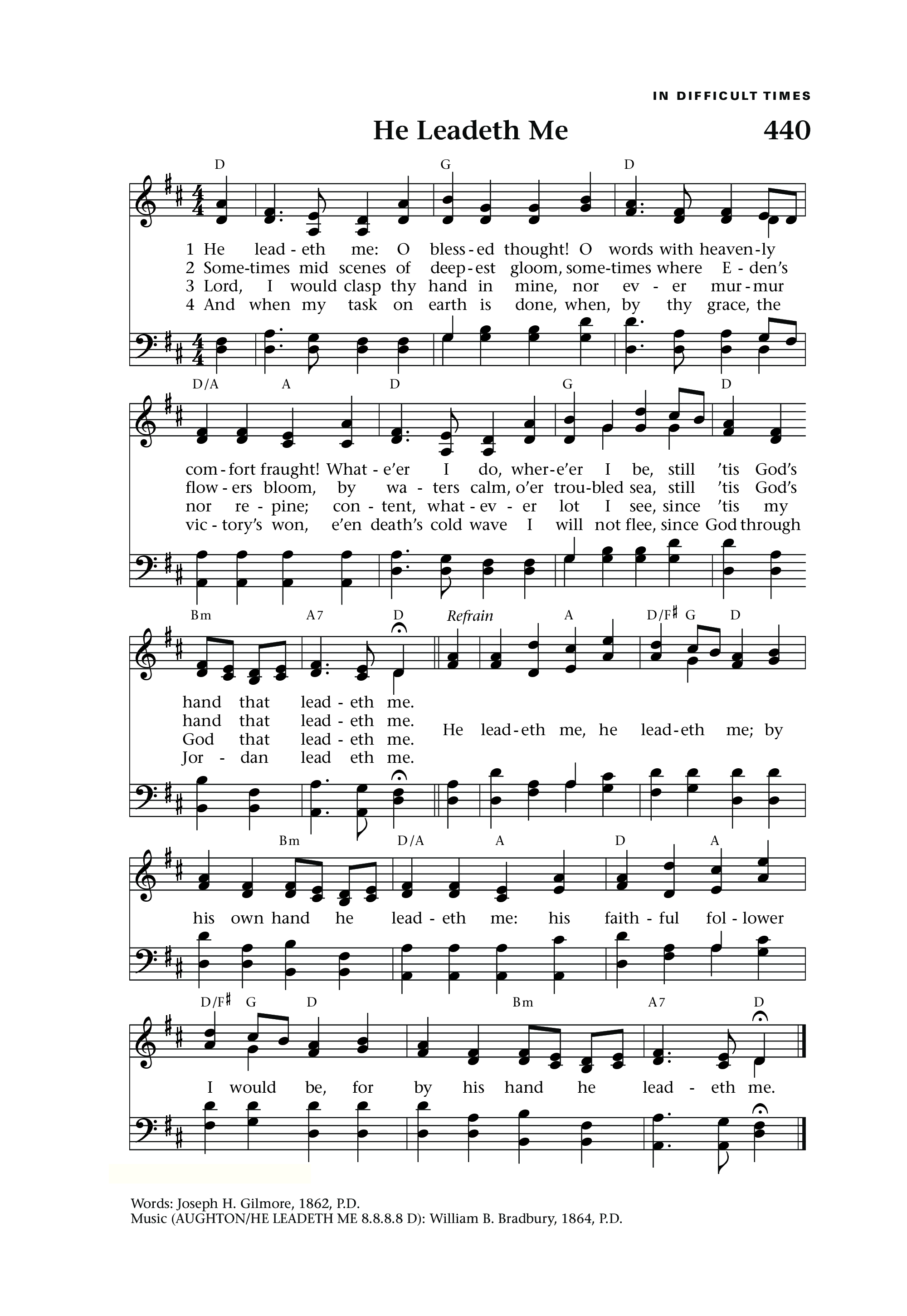Hymn Sheet for He Leadeth Me