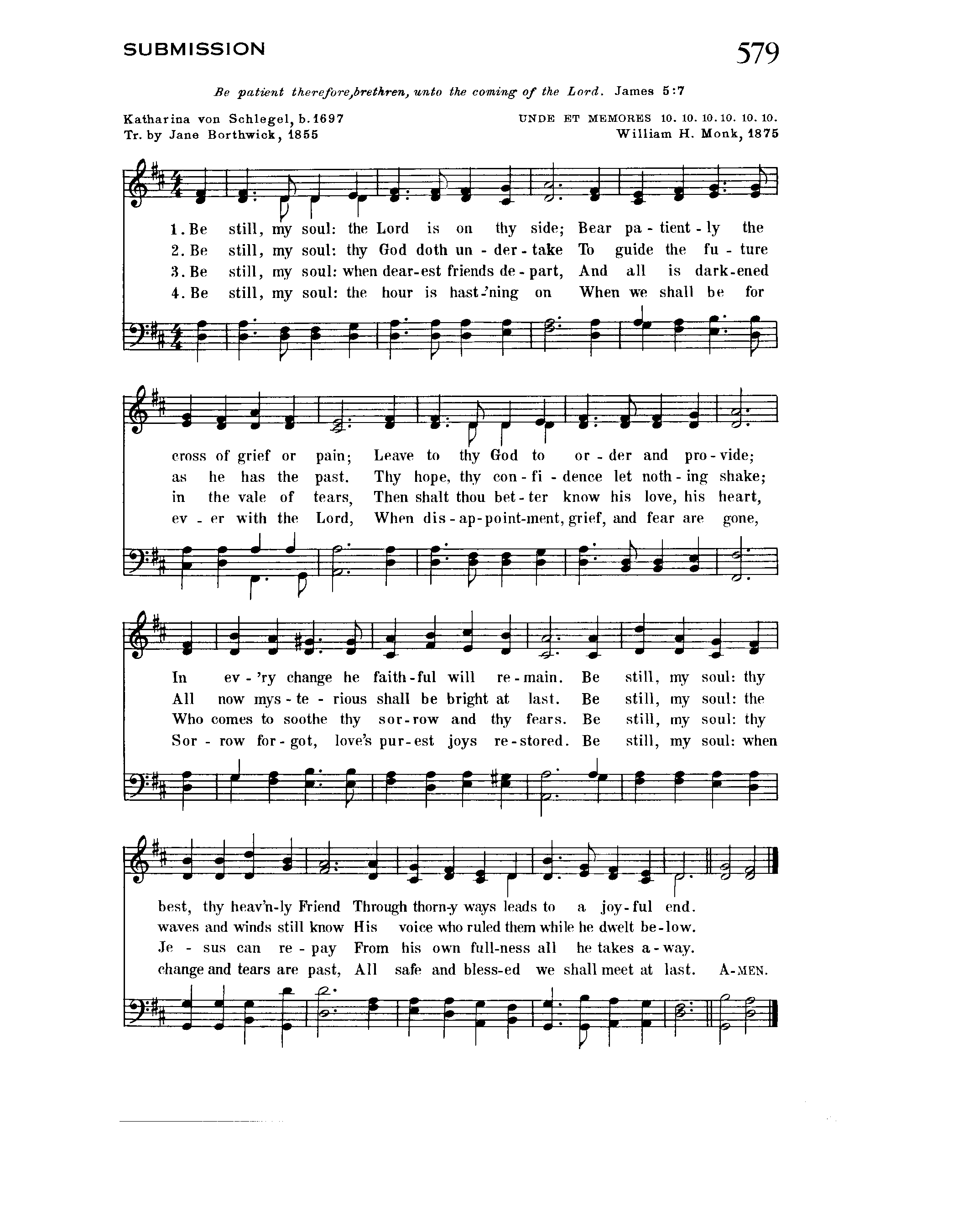 Hymn Sheet for Be Still My Soul