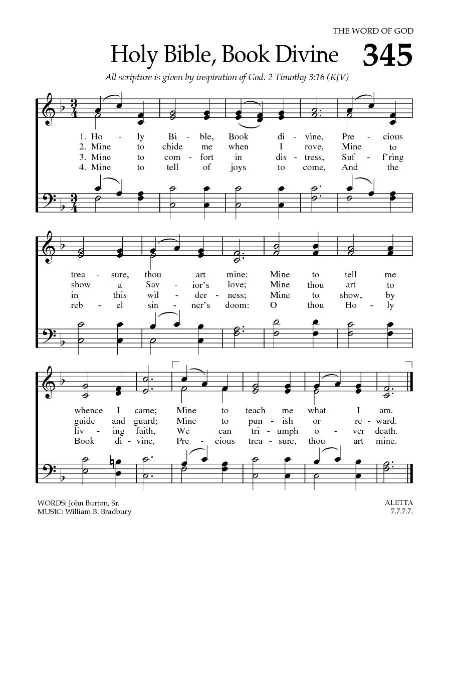 Hymn Sheet for Holy Bible, Book Divine