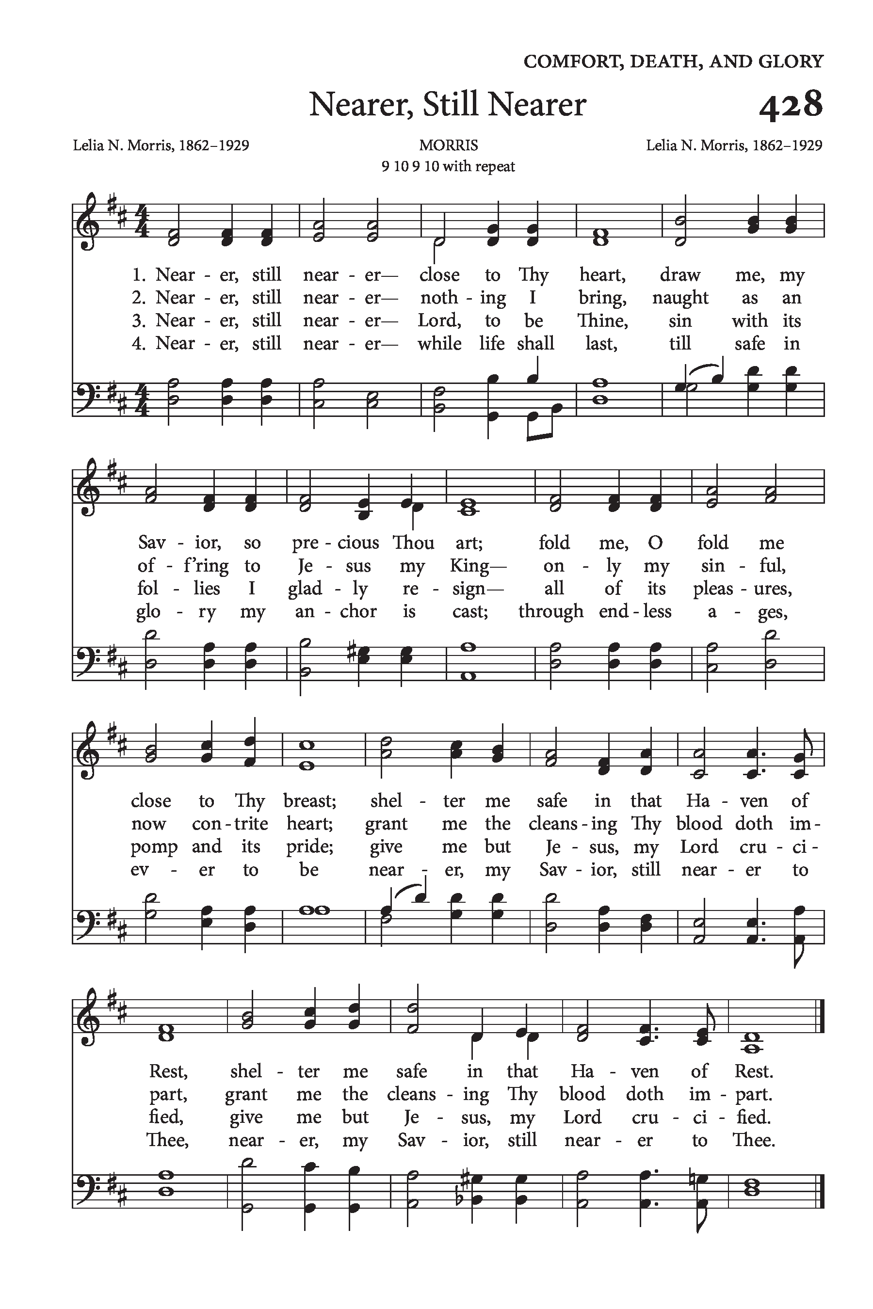 Hymn Sheet for Nearer, Still Nearer