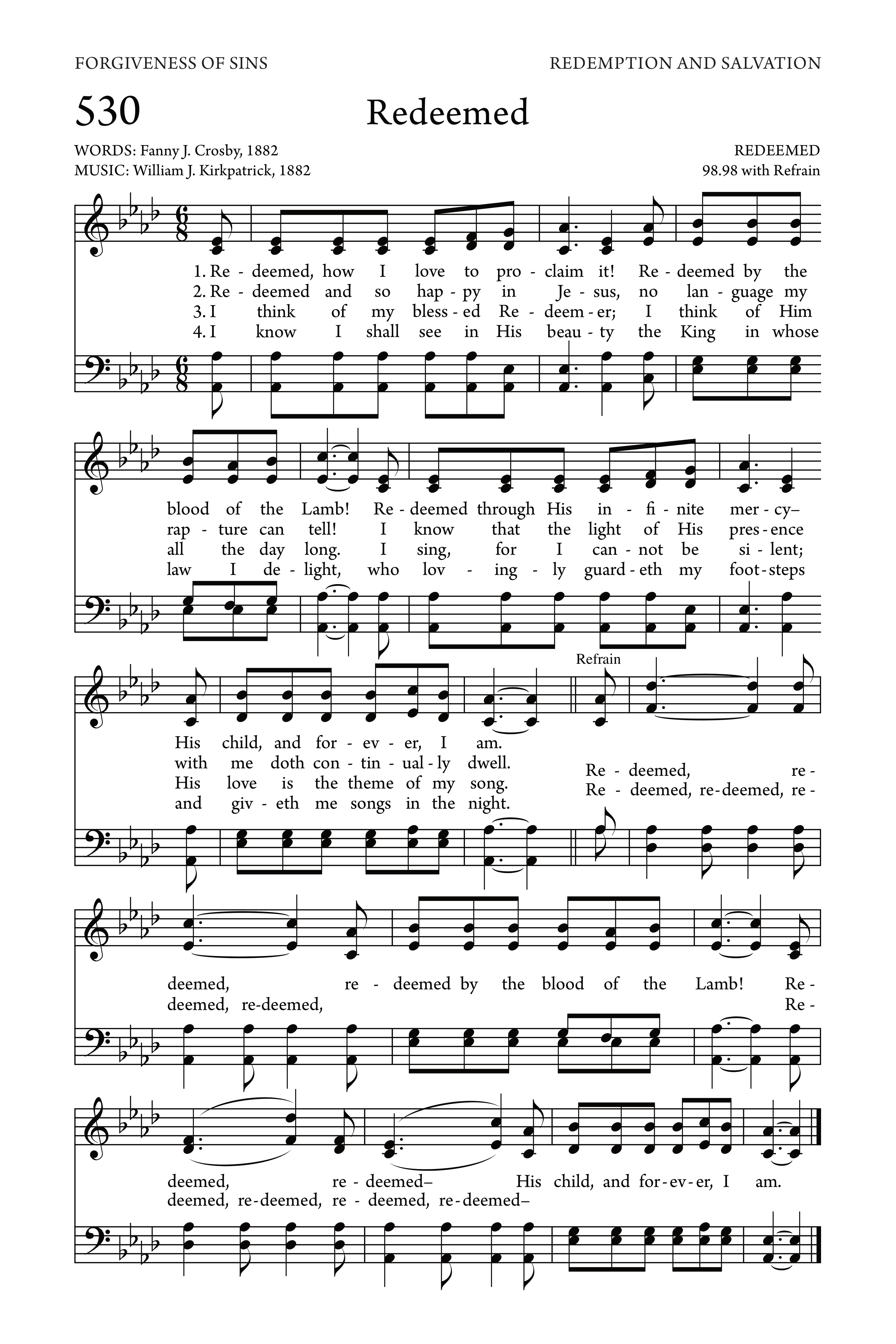 Hymn Sheet for Redeemed, How I Love to Proclaim It!