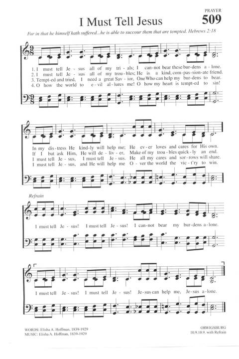 Hymn Sheet for I Must Tell Jesus