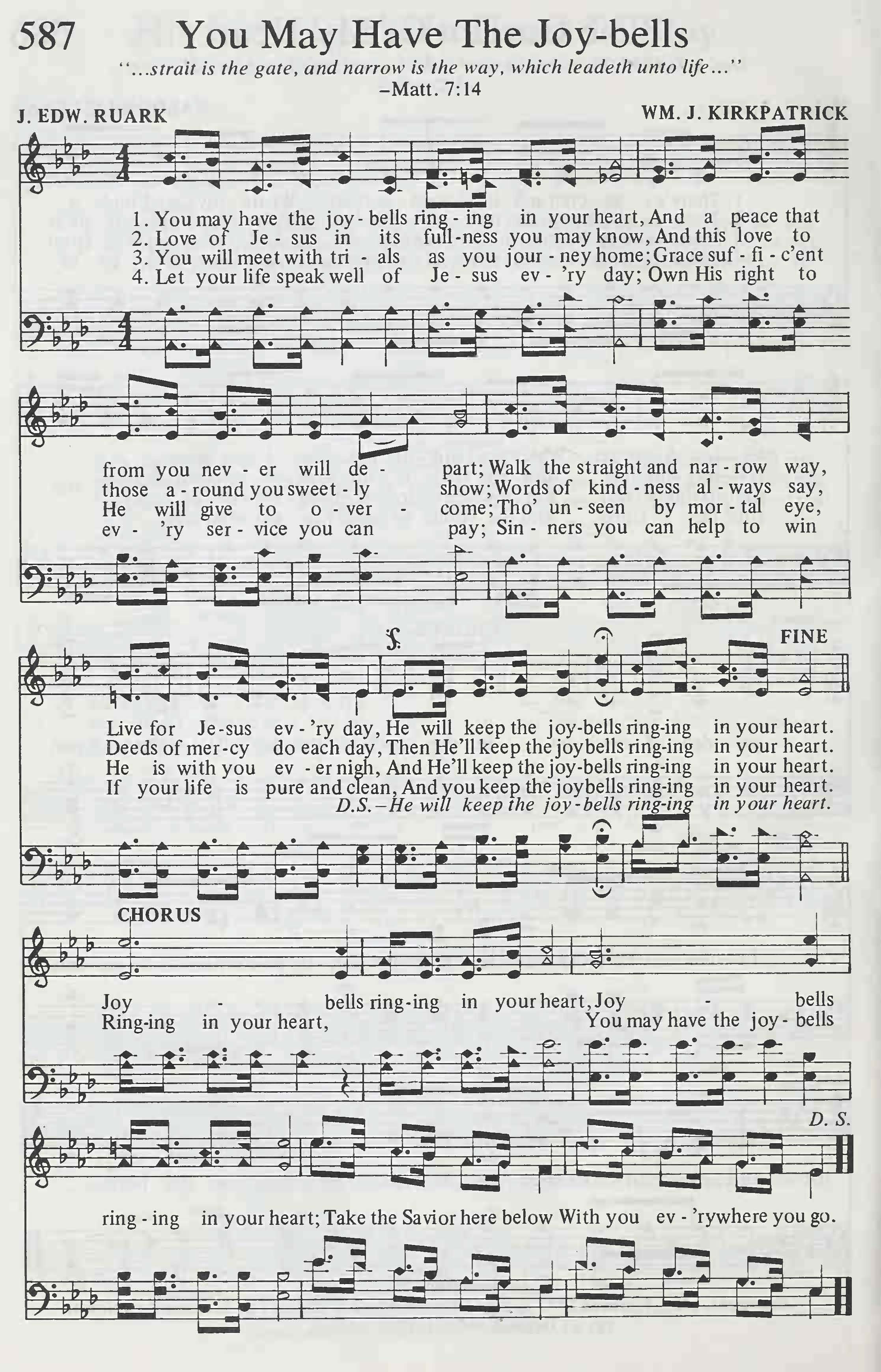 Hymn Sheet for Joy Bells in My Heart